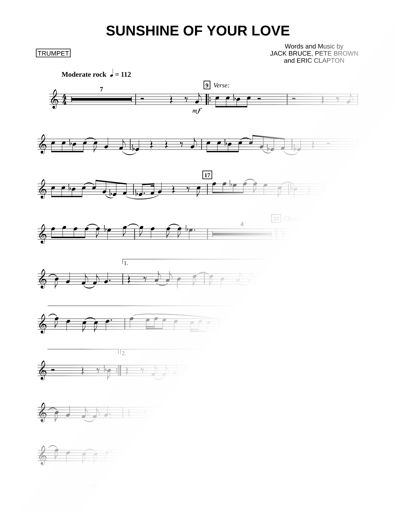 Sunshine of Your Love - Trumpet