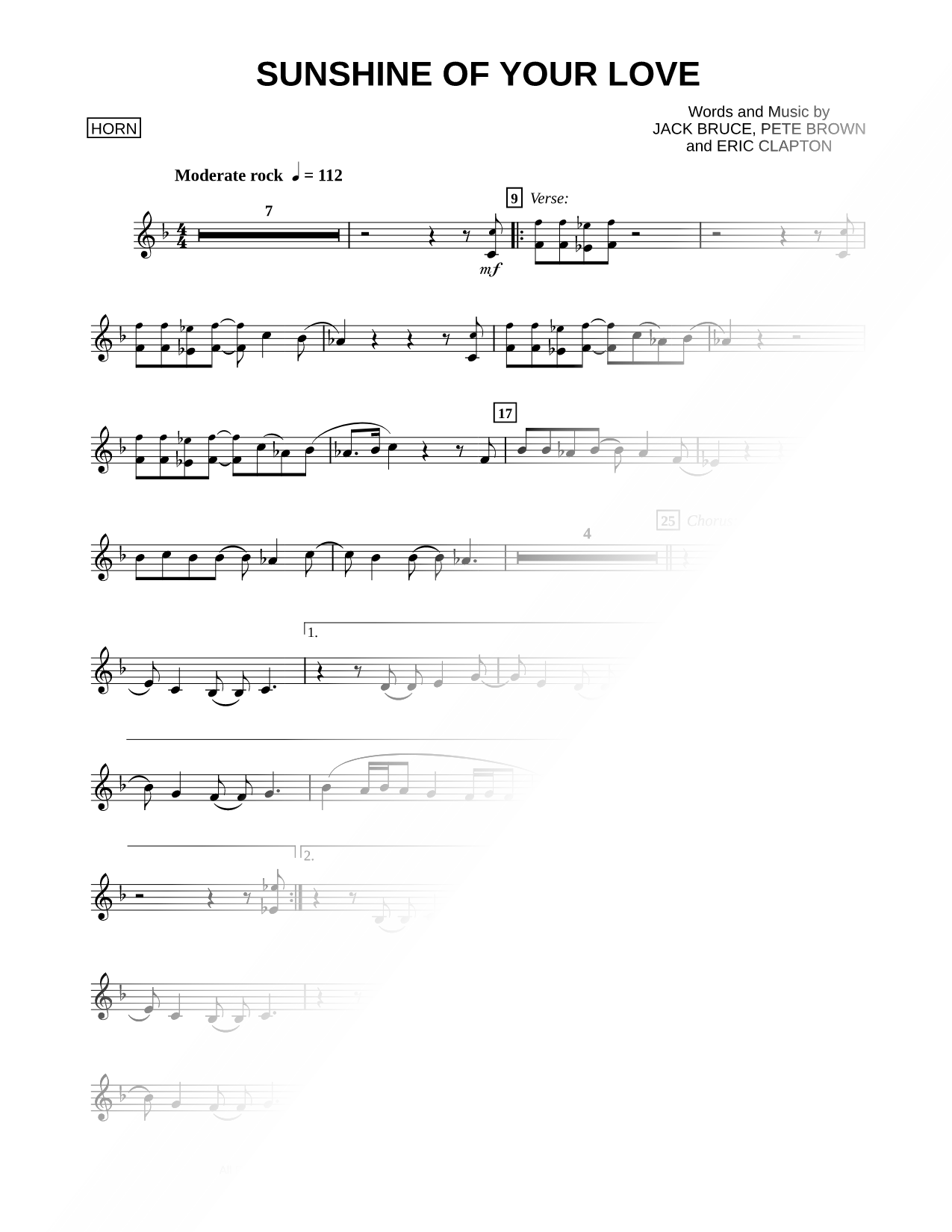 Sunshine of Your Love - French Horn