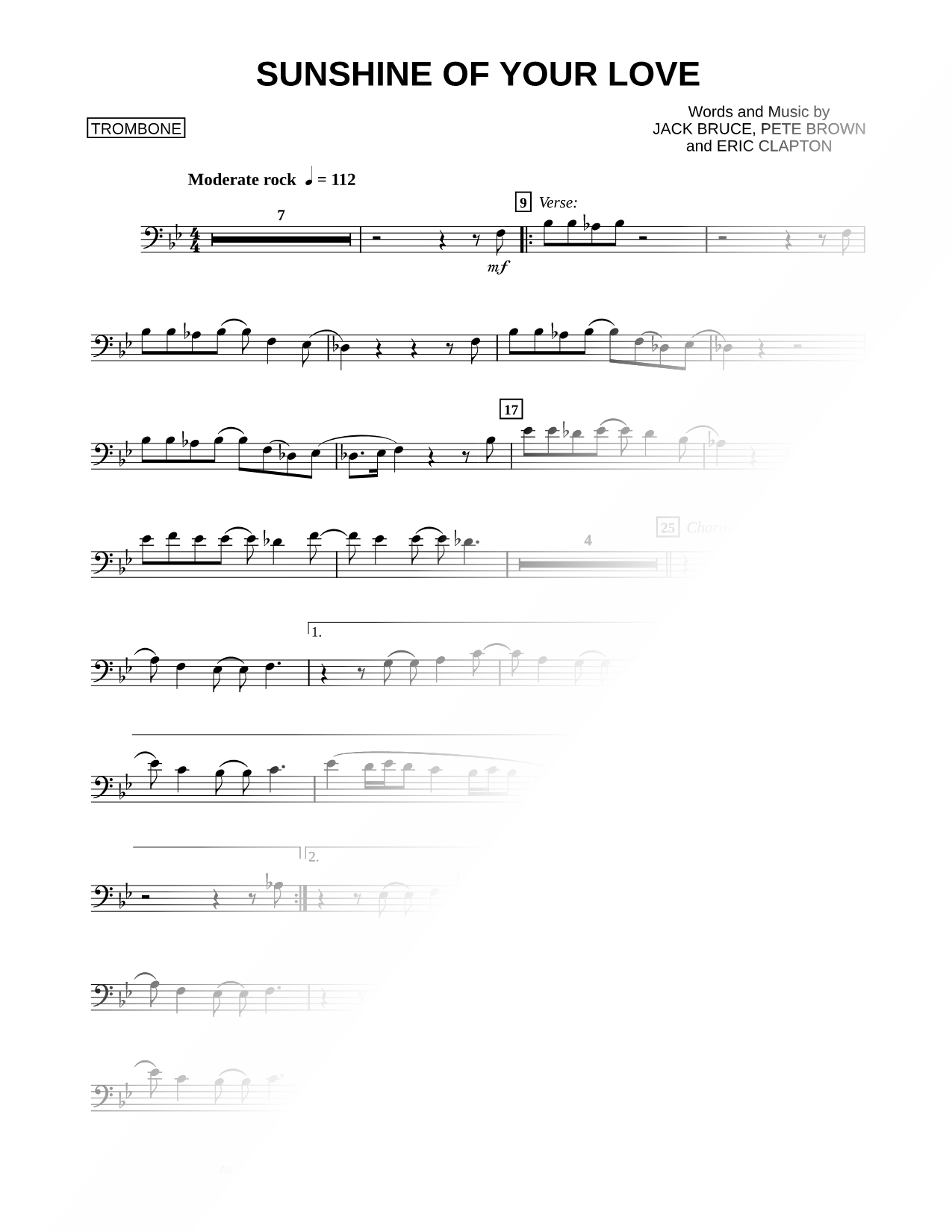 Sunshine of Your Love - Trombone