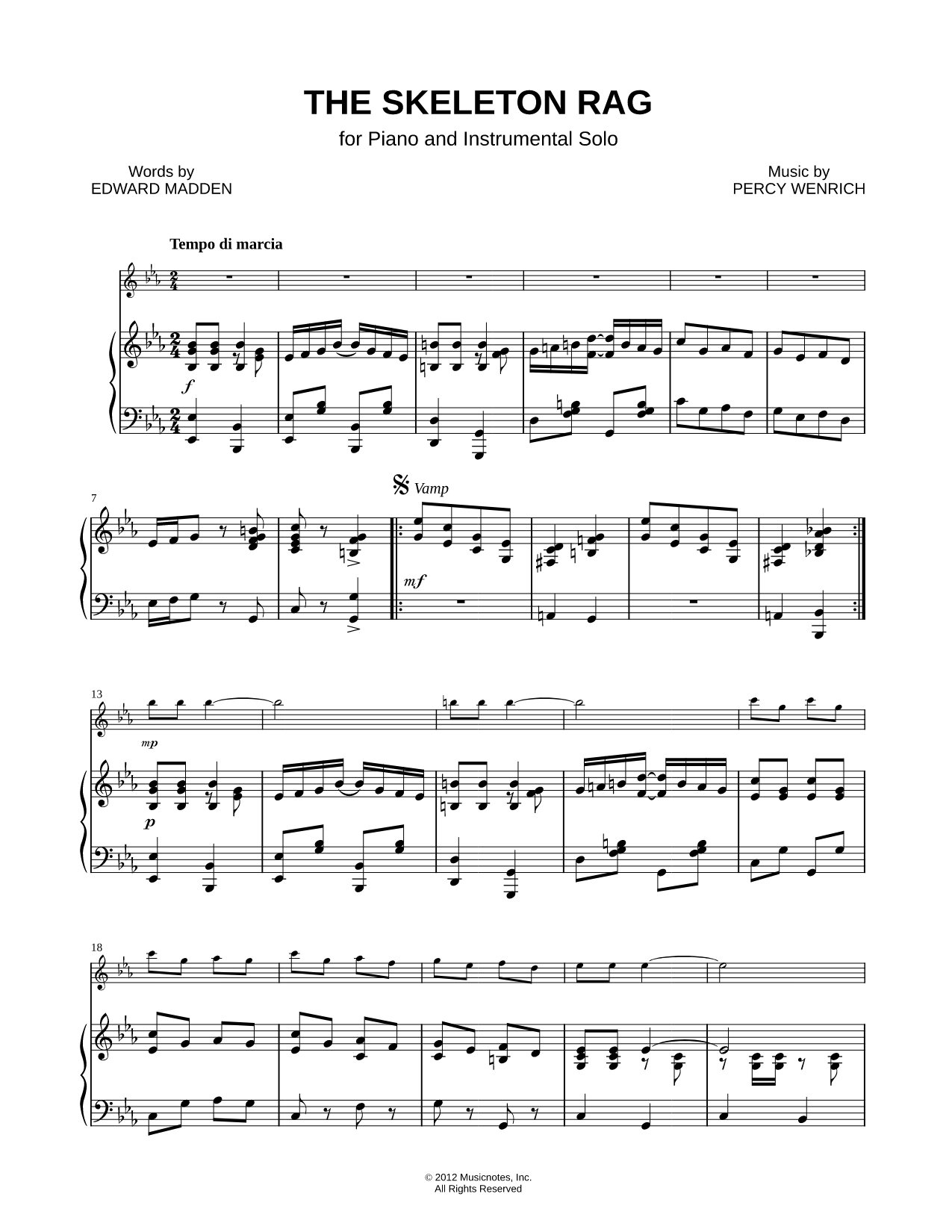 The Skeleton Rag - Piano Accompaniment