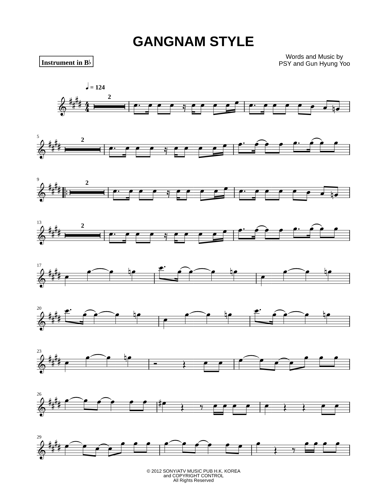 Gangnam Style - Bb Instrument