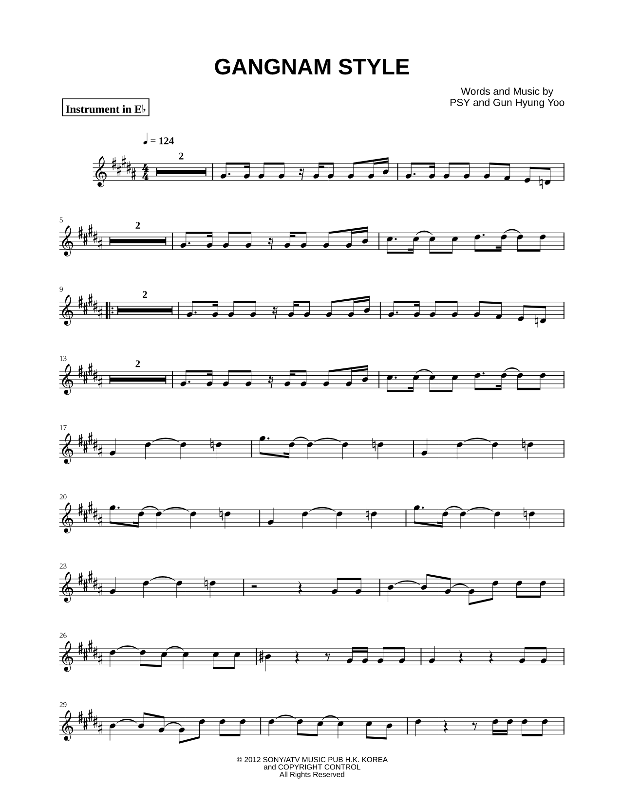 Gangnam Style - Eb Instrument