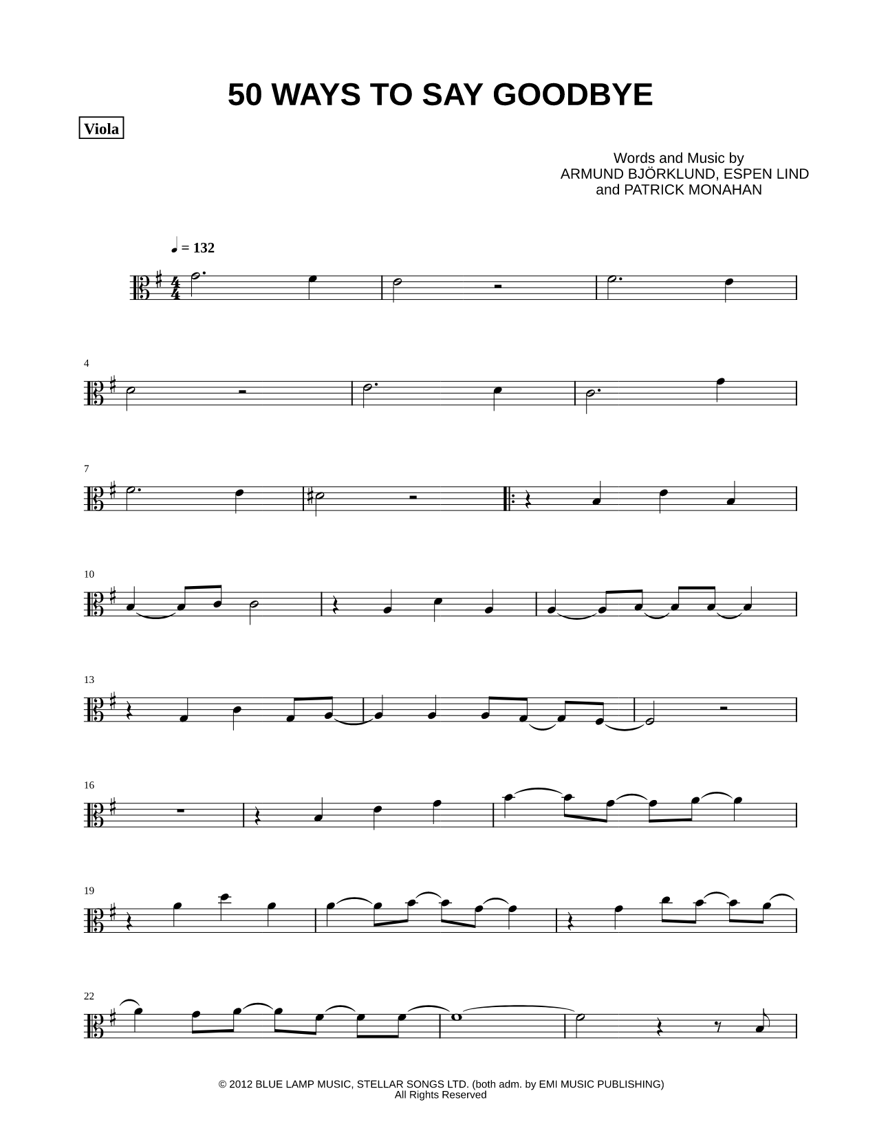 50 Ways To Say Goodbye - Viola