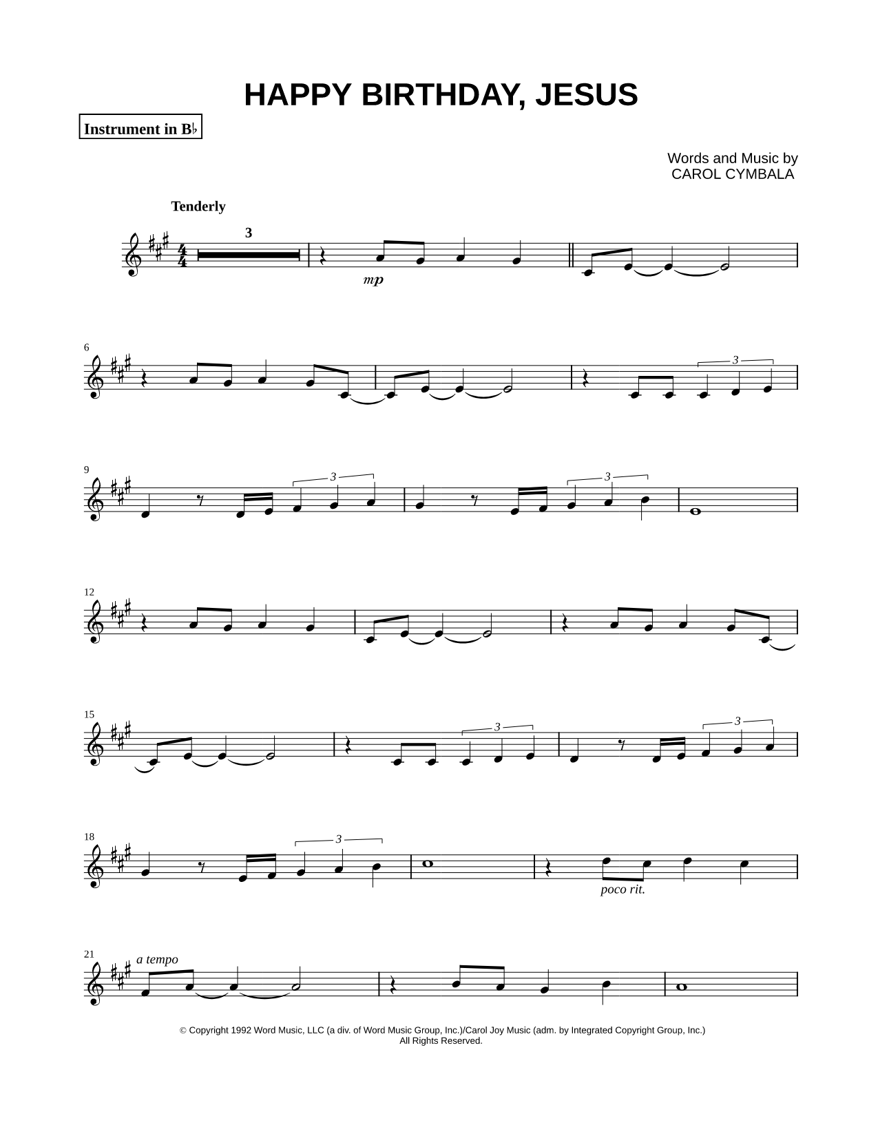 Happy Birthday, Jesus - Bb Instrument