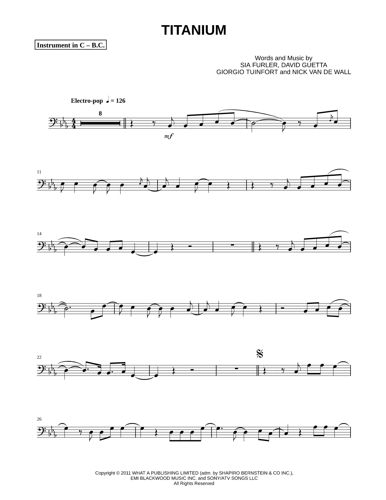 Titanium - Bass Clef Instrument