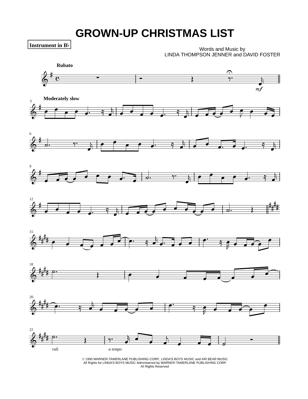 Grown-Up Christmas List - Bb Instrument
