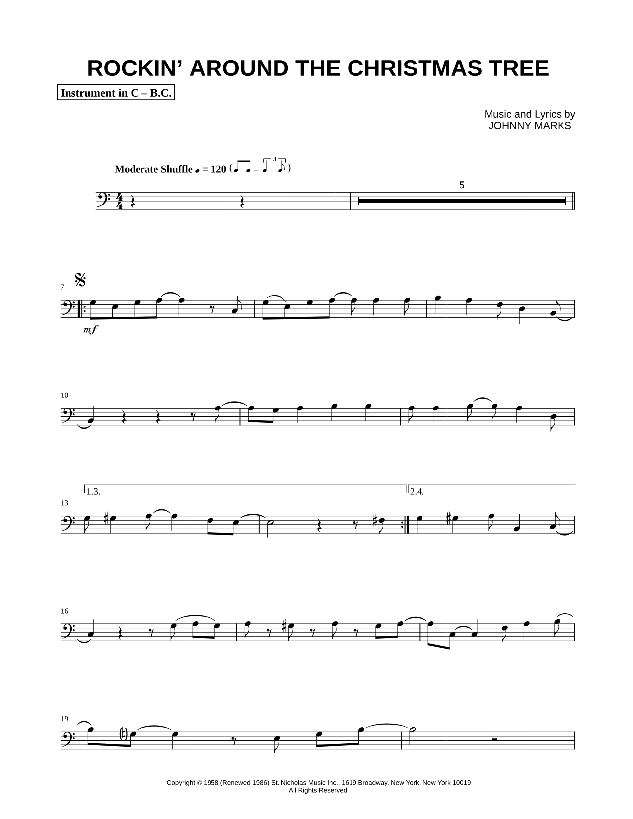 Rockin' Around the Christmas Tree - Bass Clef Instrument