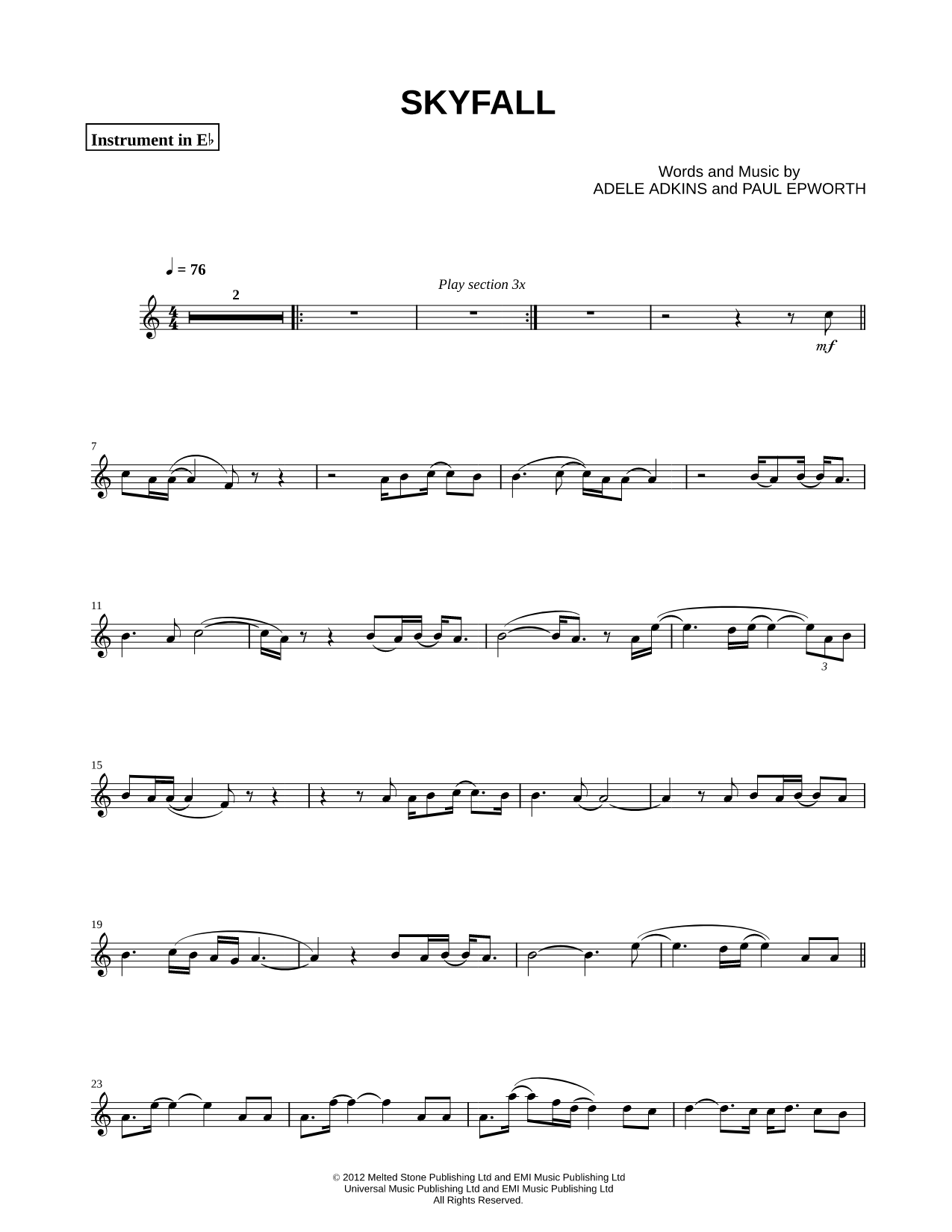 Skyfall - Eb Instrument