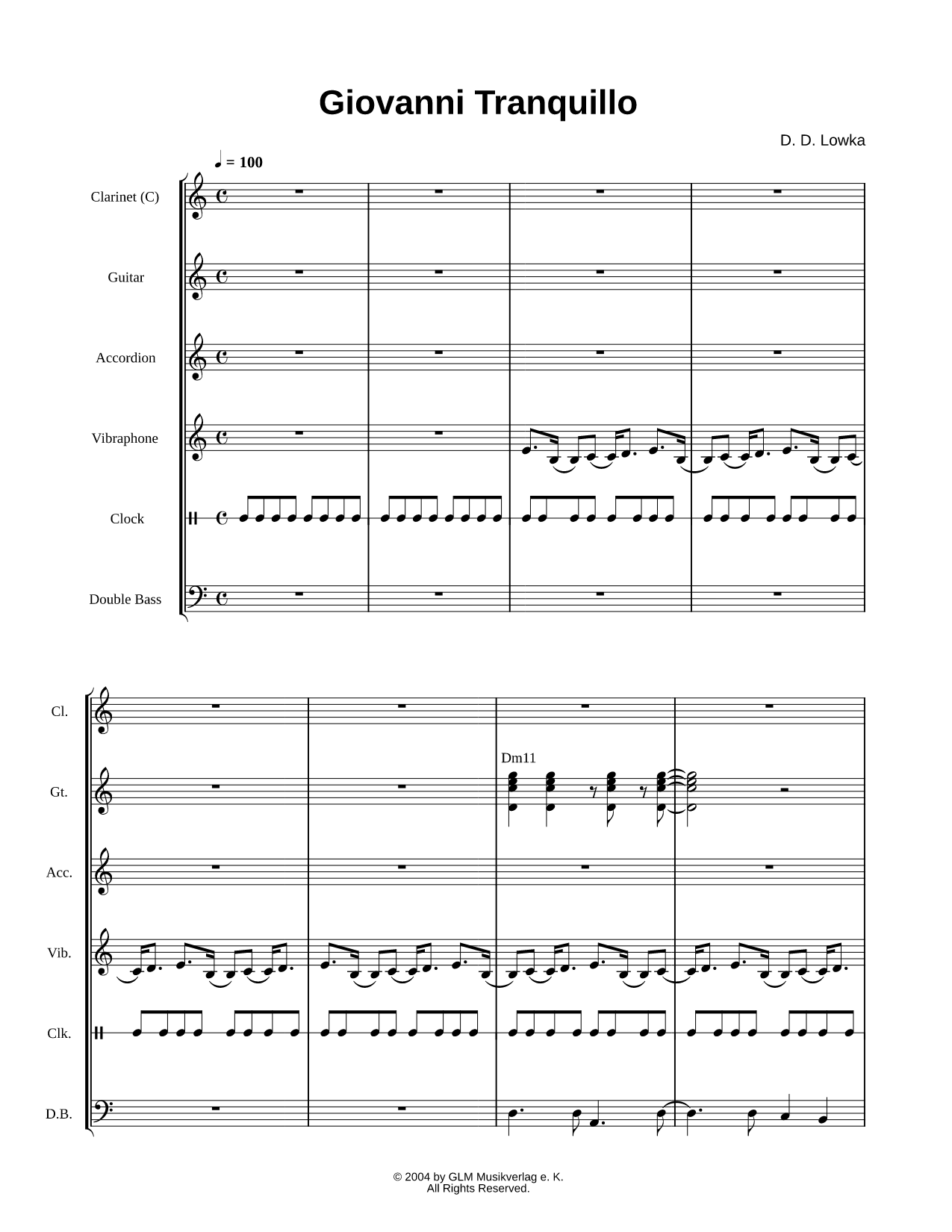 Giovanni Tranquillo - Score (Instrumental Sextet)