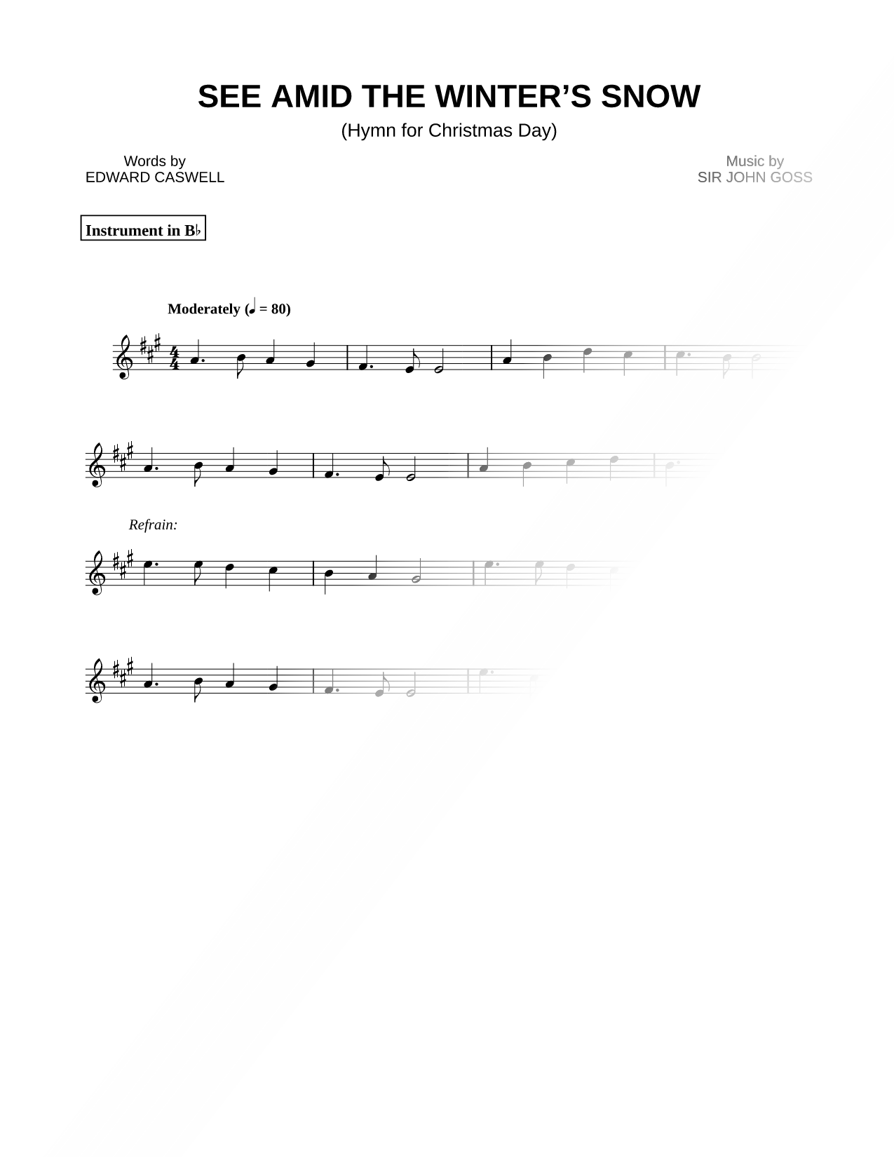 See amid the Winter's Snow - Bb Instrument