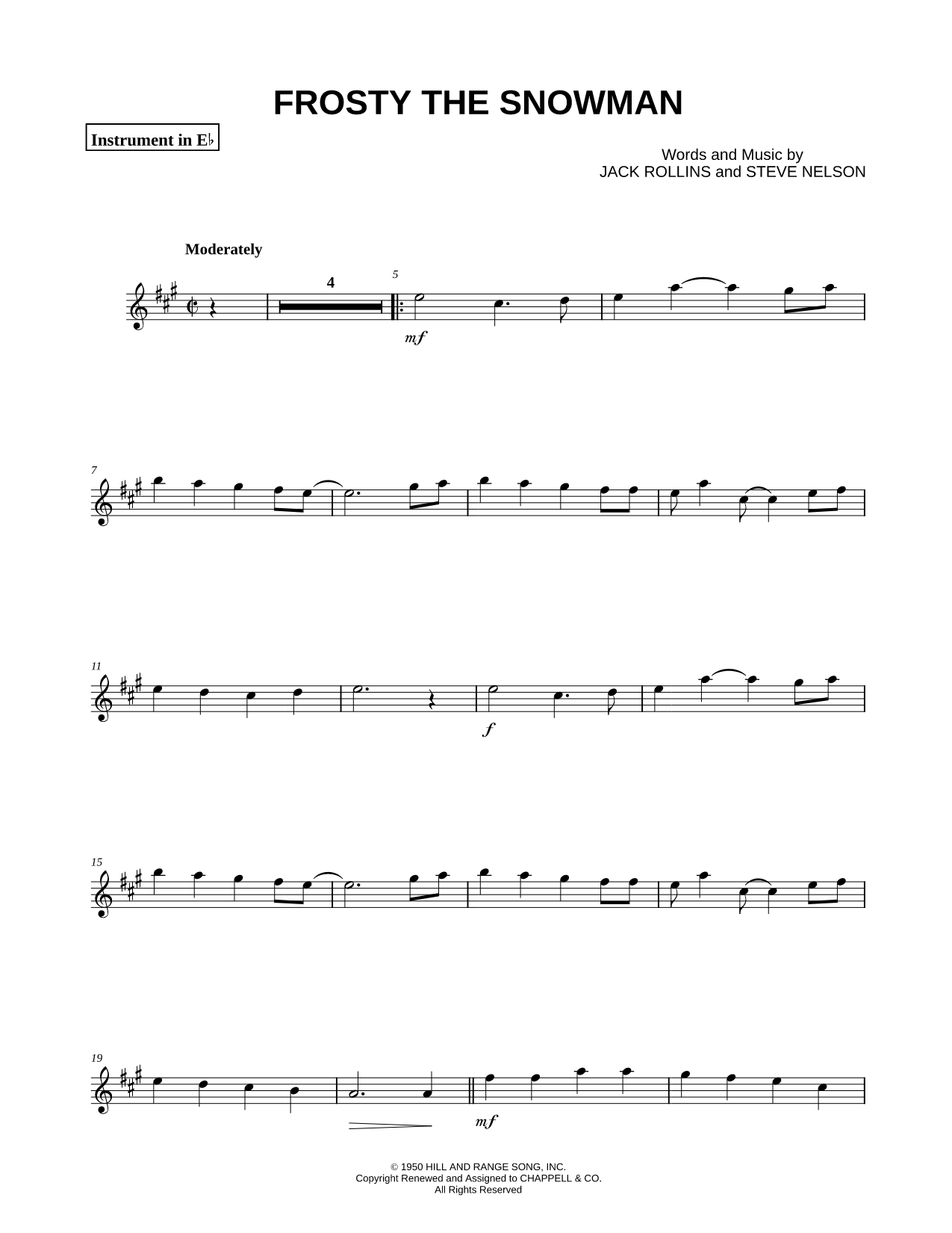 Frosty the Snowman - Eb Instrument