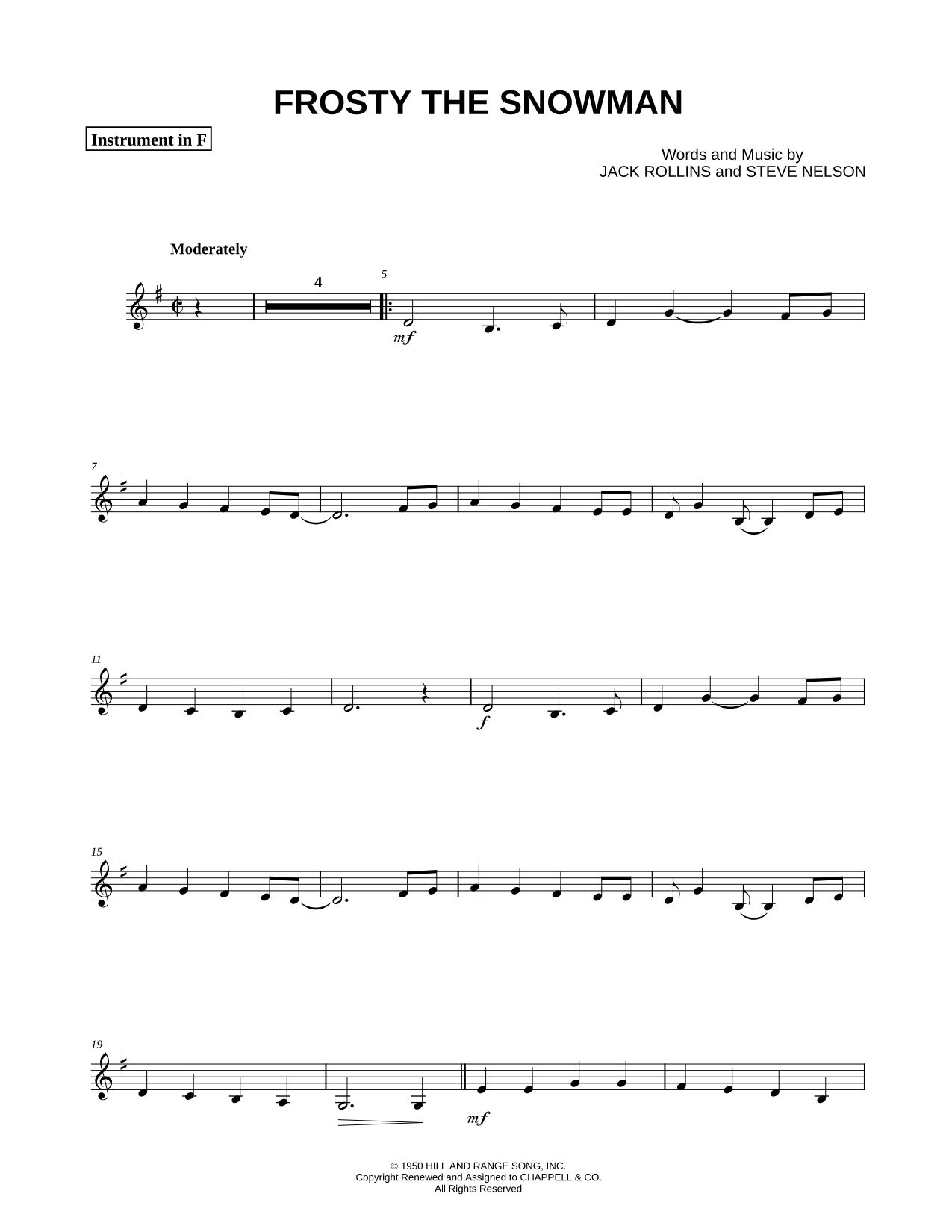 Frosty the Snowman - F Instrument