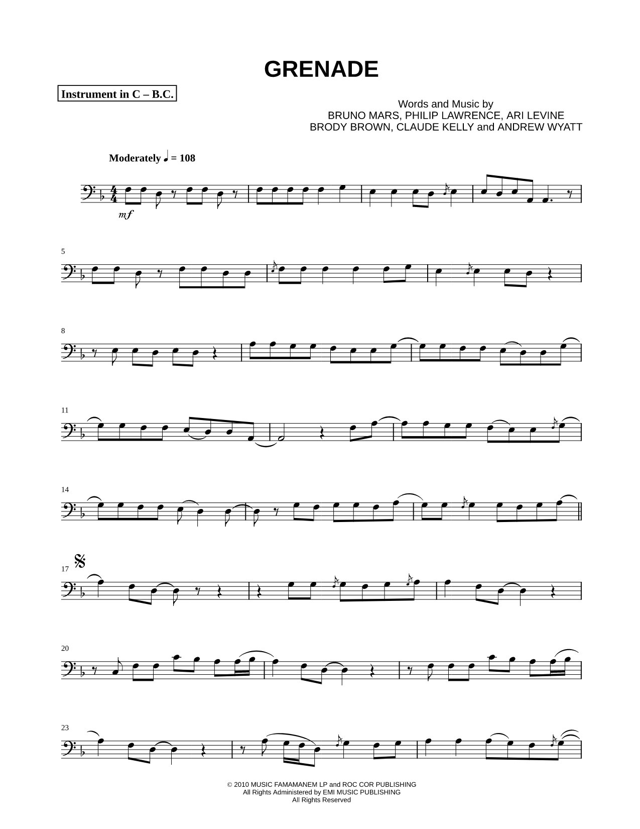 Grenade - Bass Clef Instrument