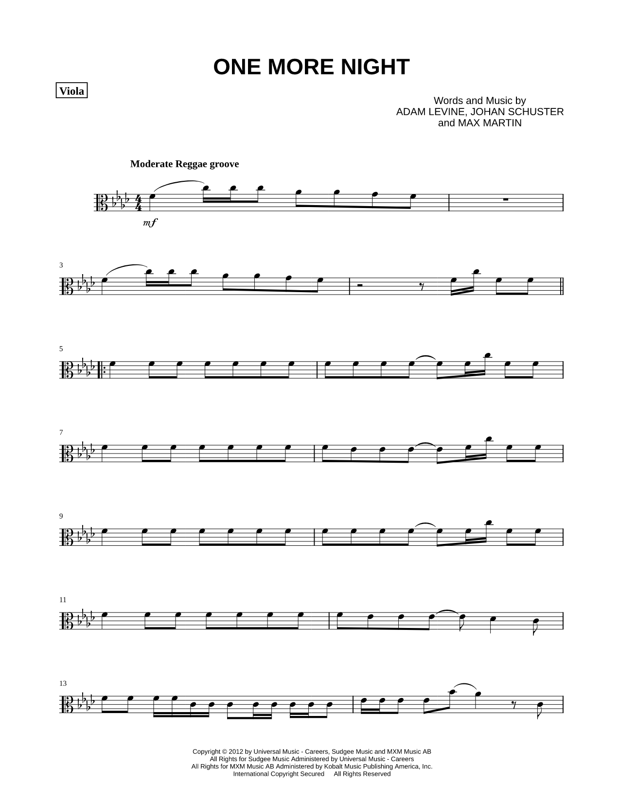 One More Night - Viola