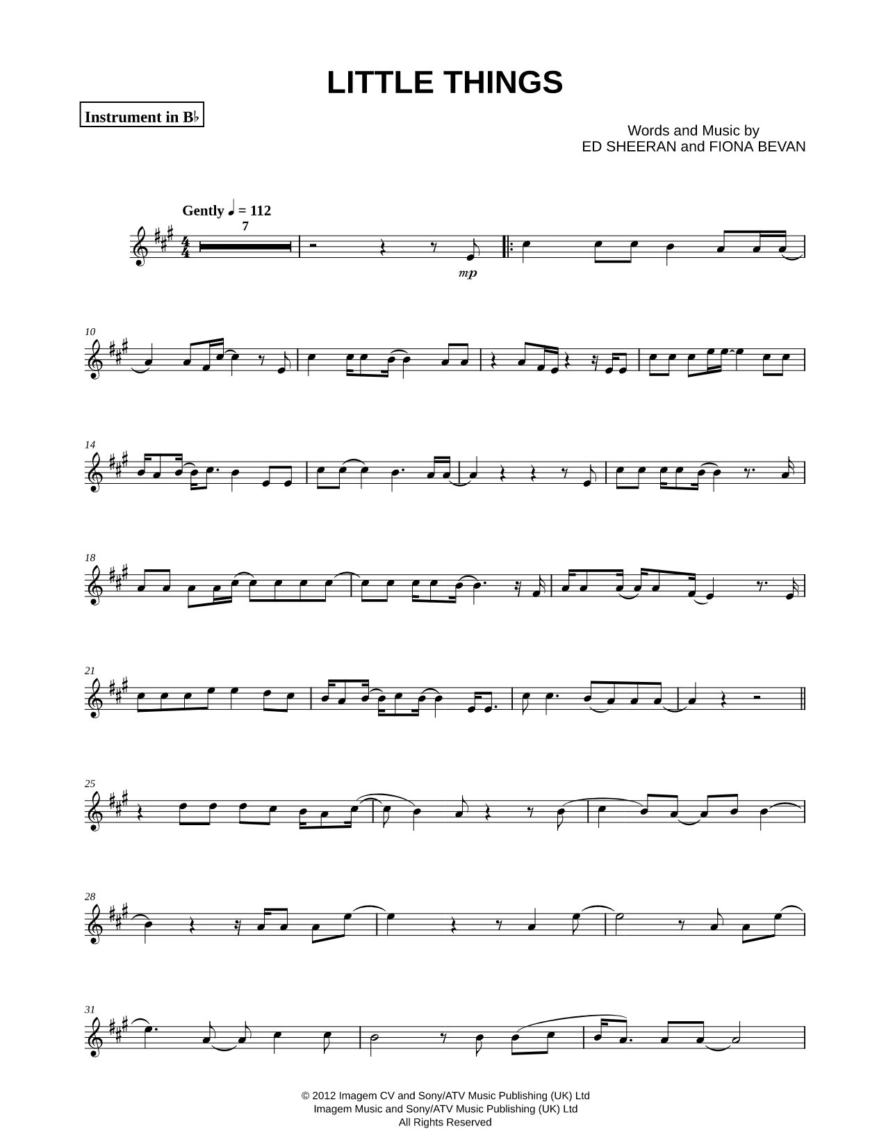 Little Things - Bb Instrument