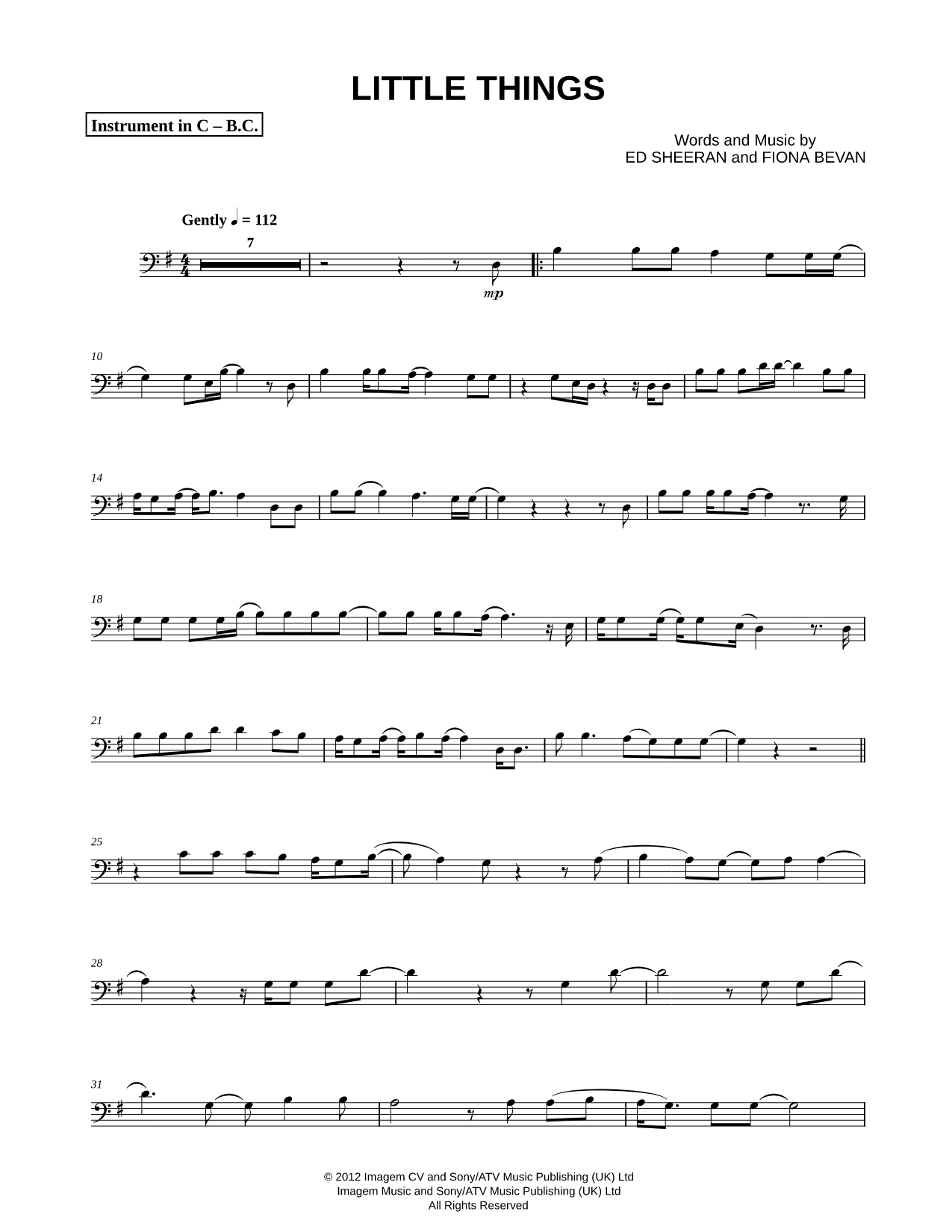 Little Things - Bass Clef Instrument