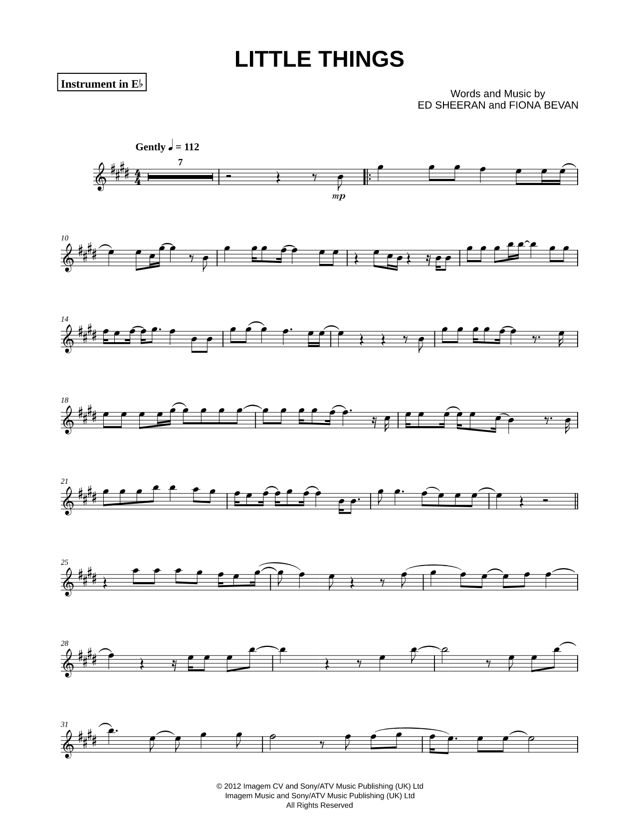 Little Things - Eb Instrument