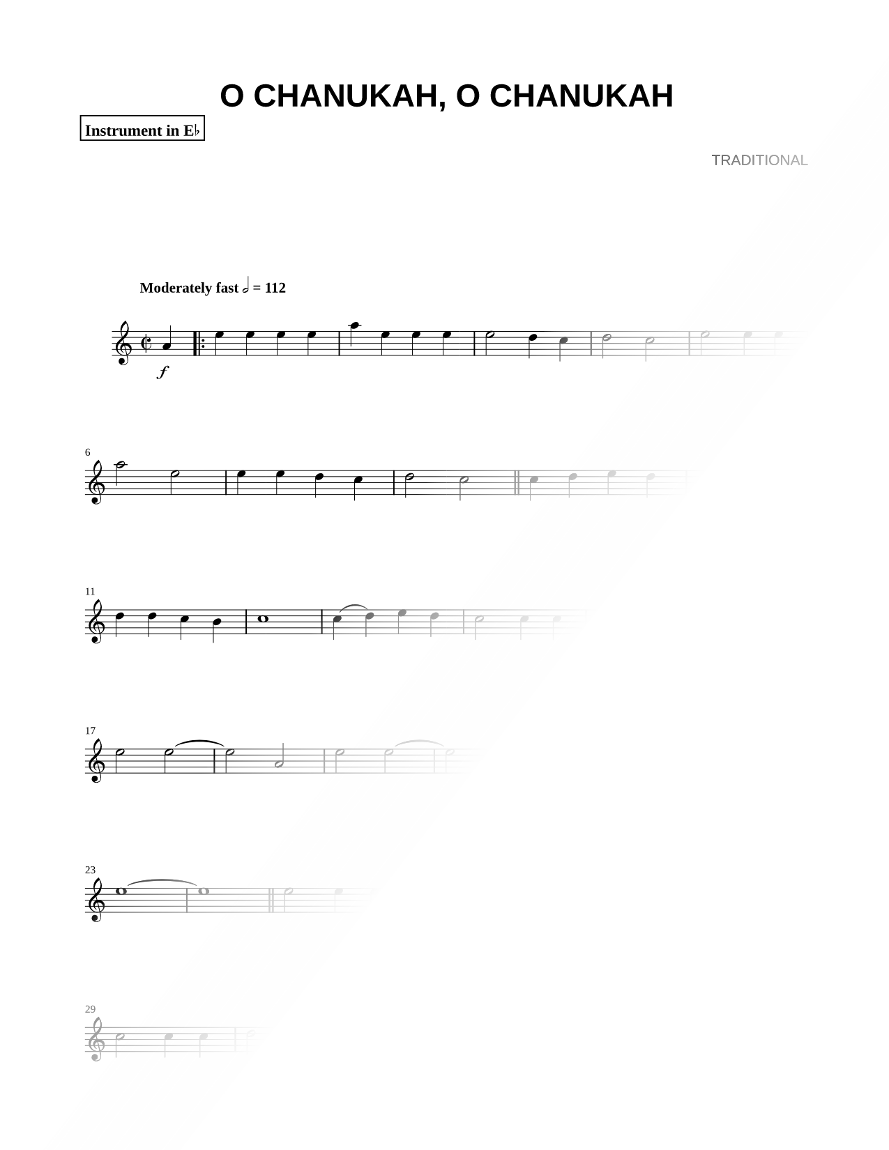 O Chanukah, O Chanukah - Eb Instrument