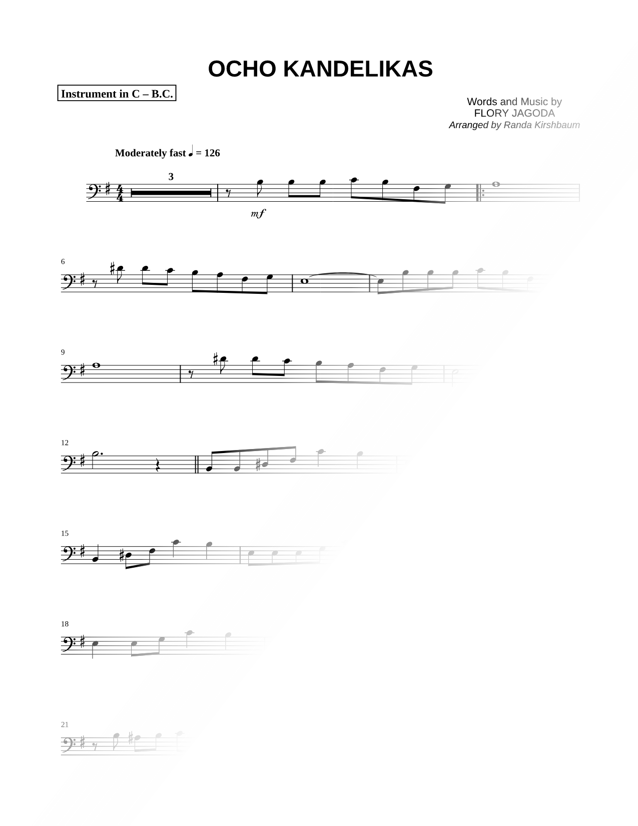 Ocho Kandelikas - Bass Clef Instrument
