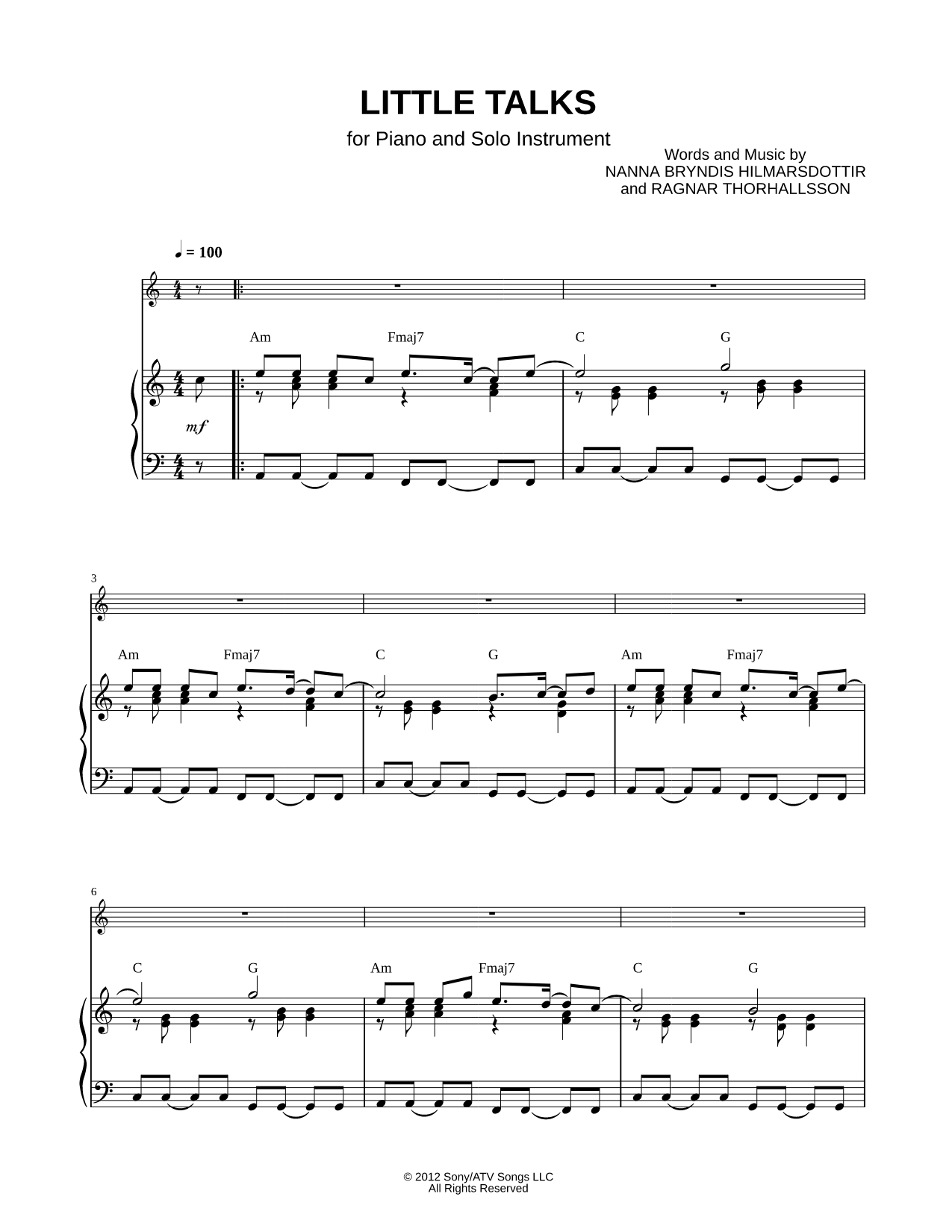Little Talks - Piano Accompaniment