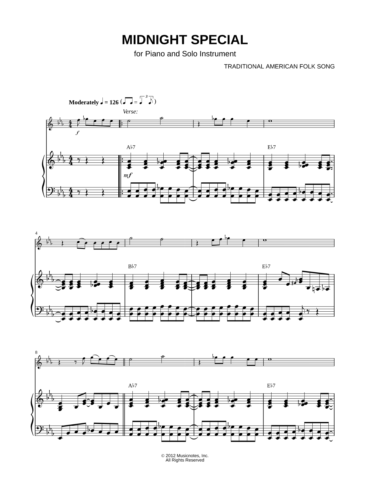 The Midnight Special - Piano Accompaniment