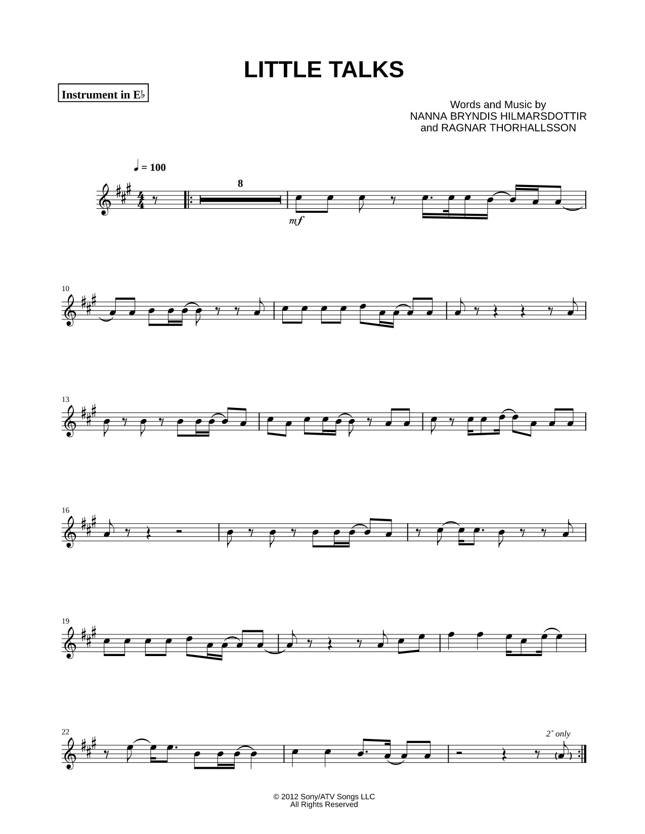 Little Talks - Eb Instrument