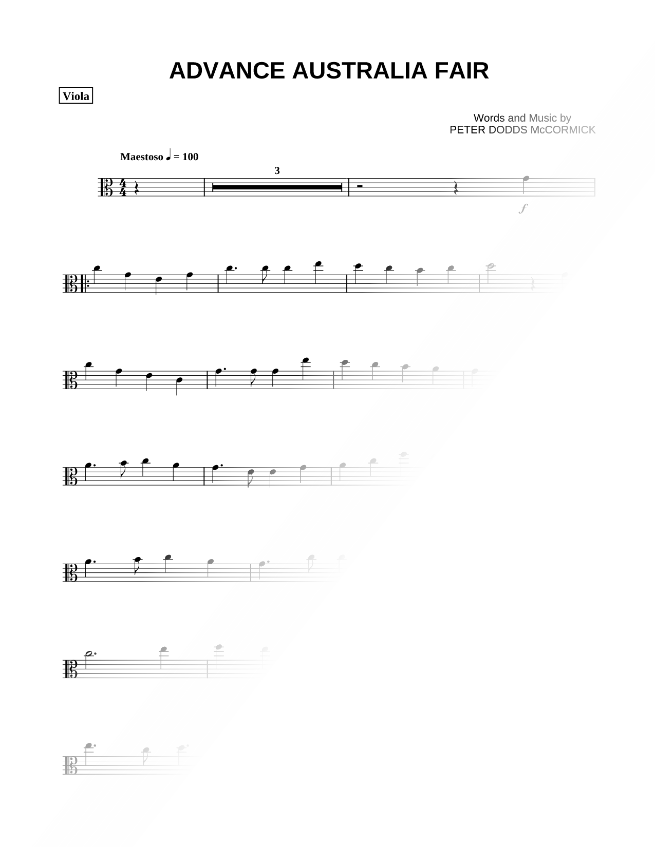 Advance Australia Fair - Viola