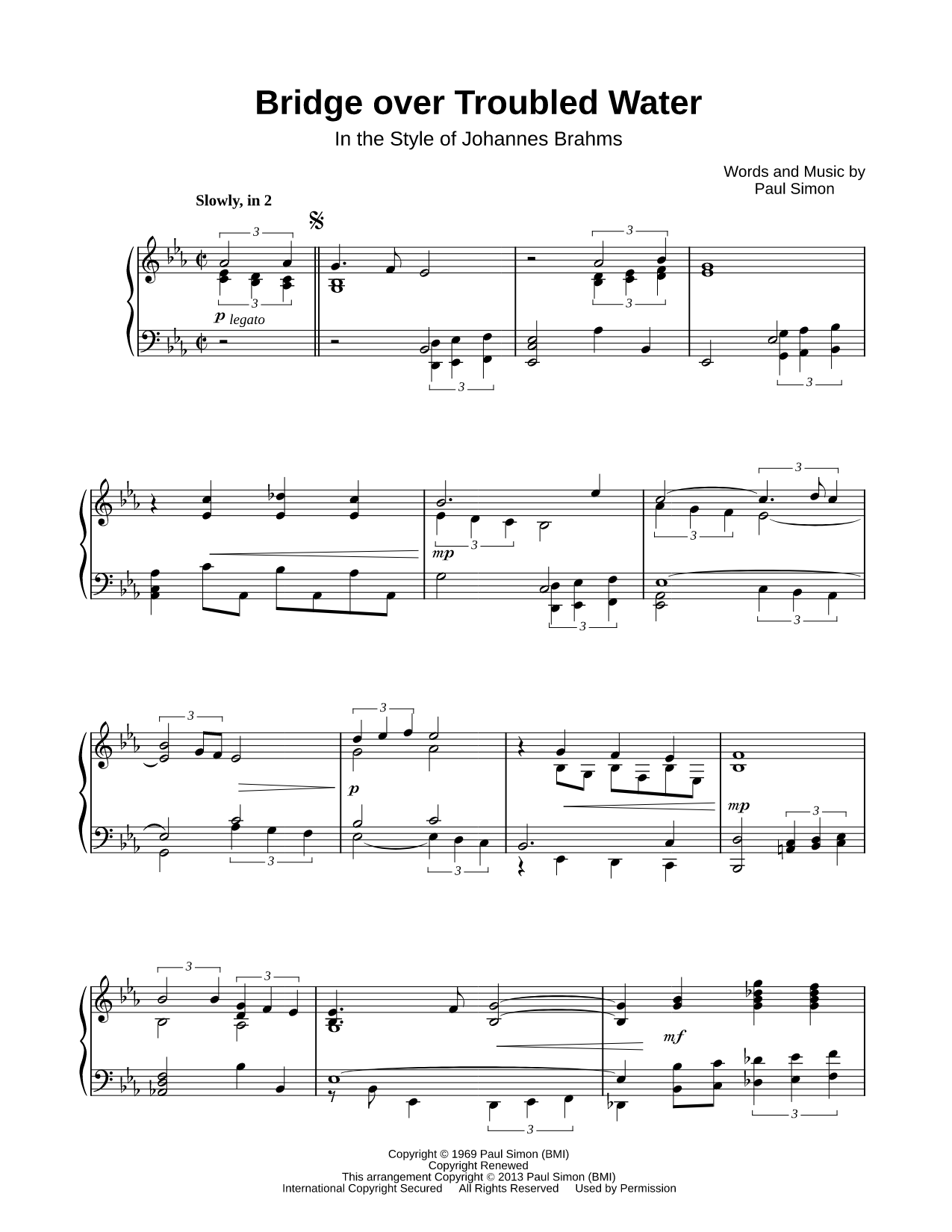 Bridge Over Troubled Water - In the Style of Johannes Brahms