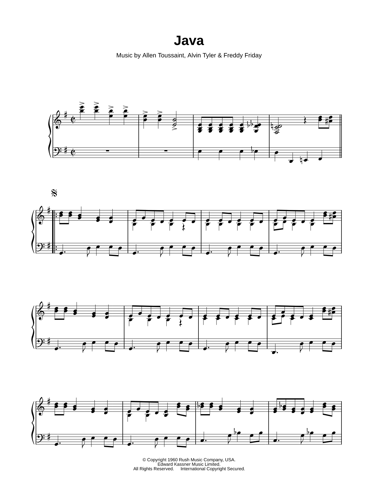Java Sheet Music — Piano Solo