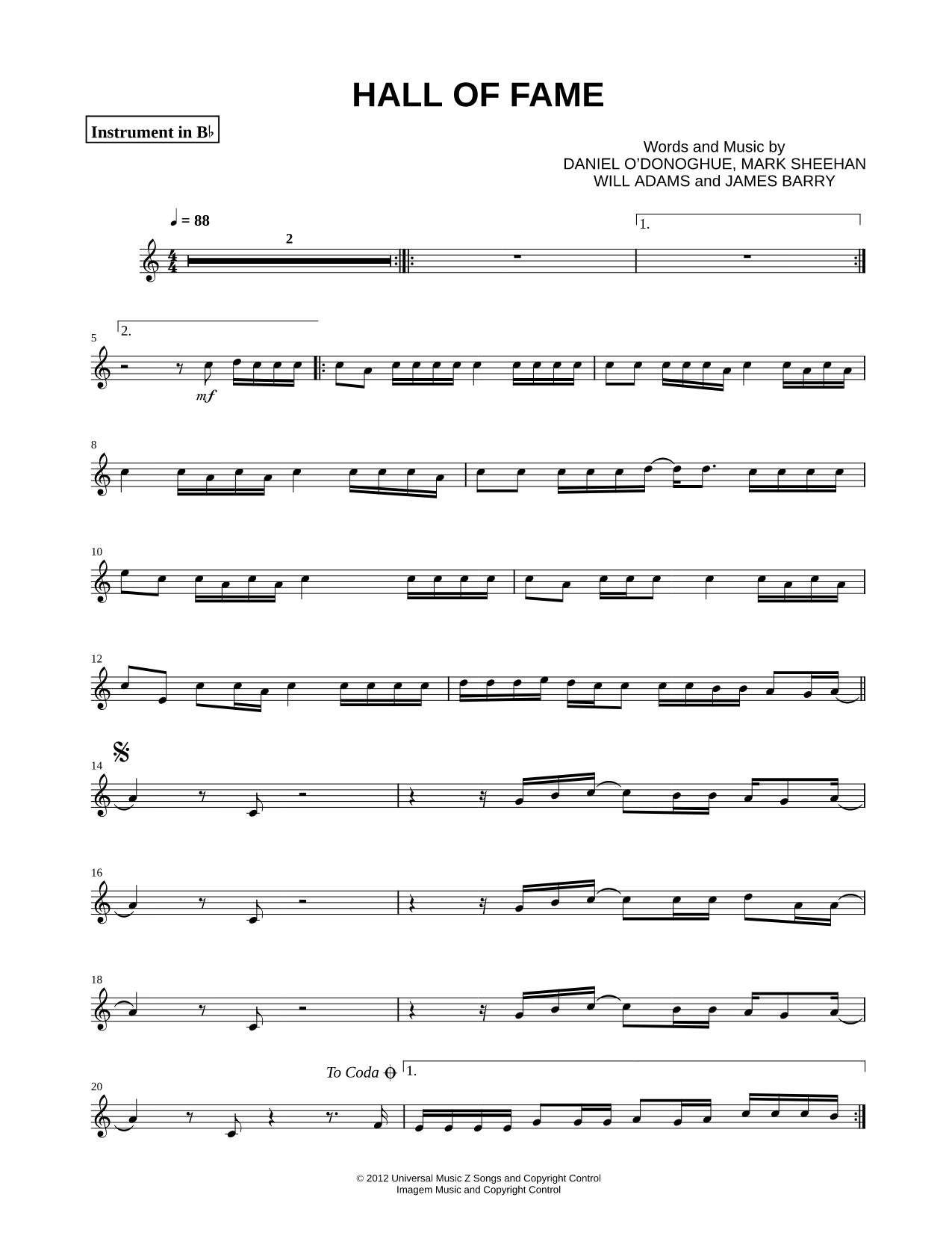 Hall of Fame - Bb Instrument