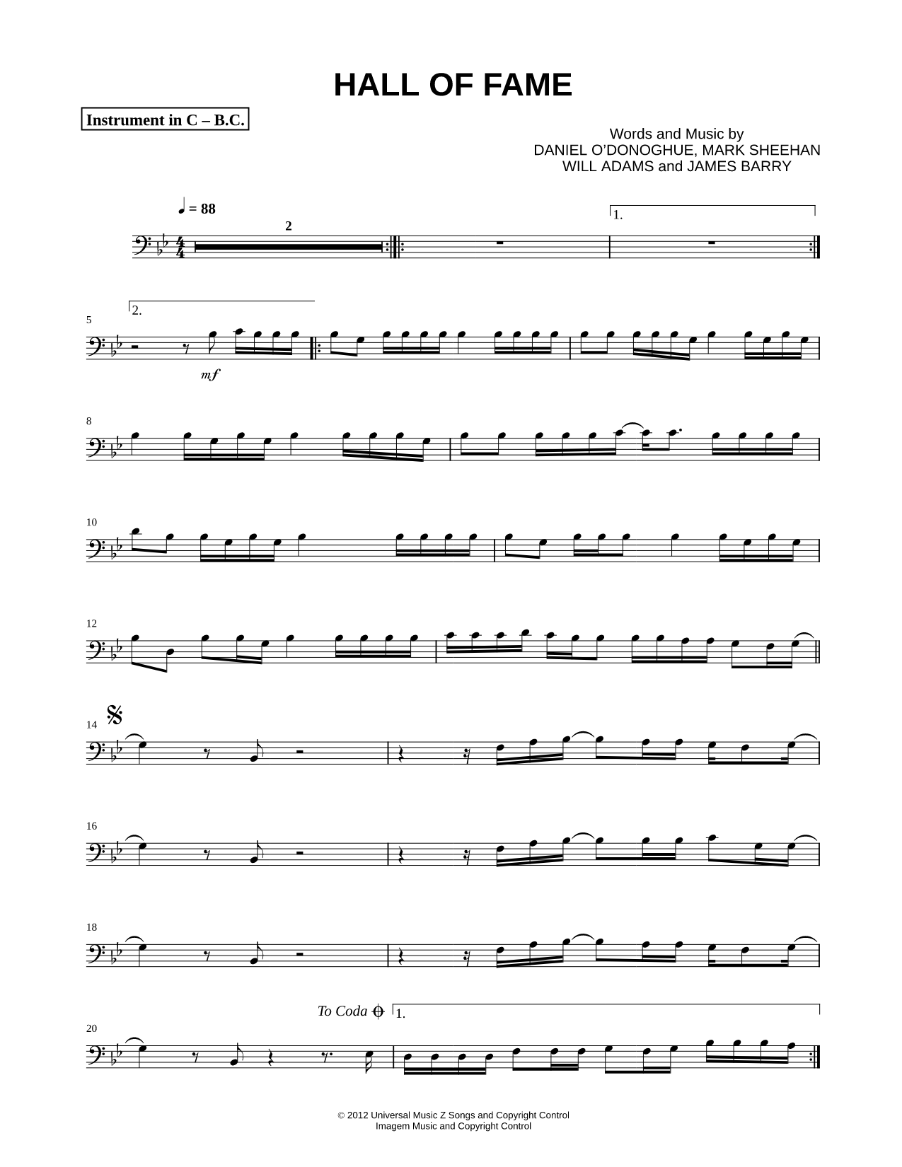 Hall of Fame - Bass Clef Instrument
