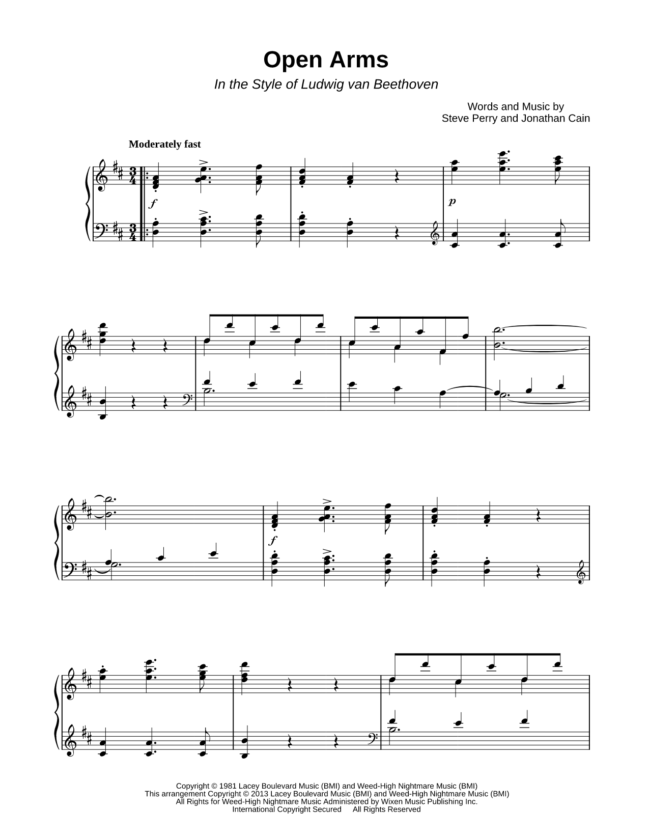 Open Arms - In the Style of Ludwig Van Beethoven