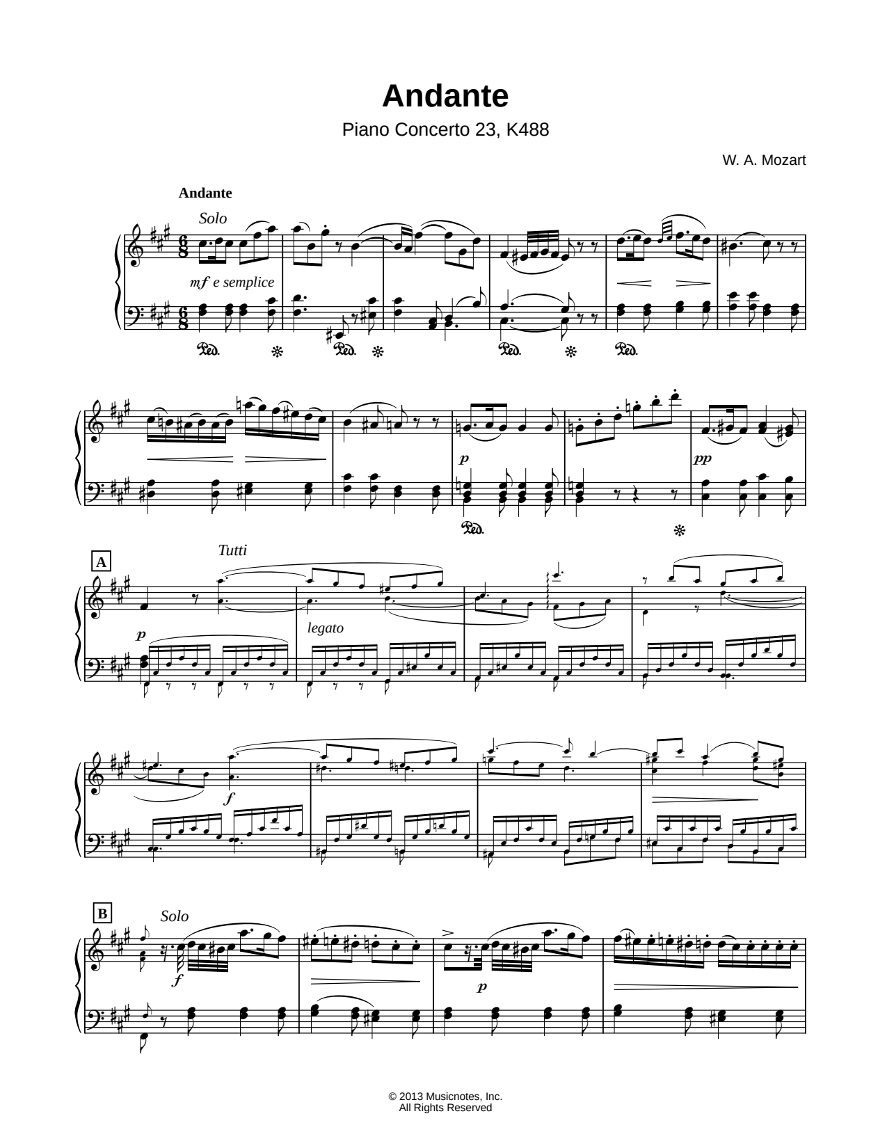 Piano Concerto No. 23, K. 488: II. Andante