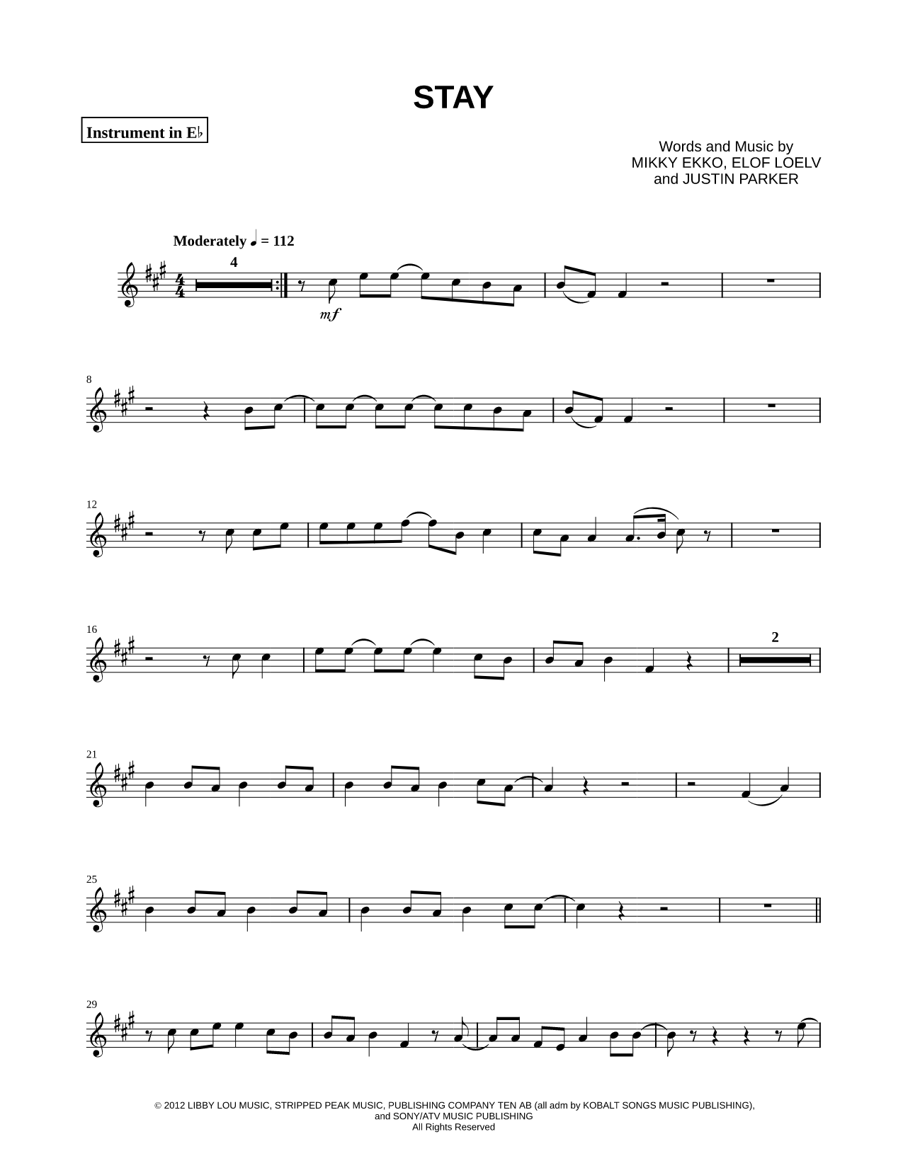 Stay - Eb Instrument
