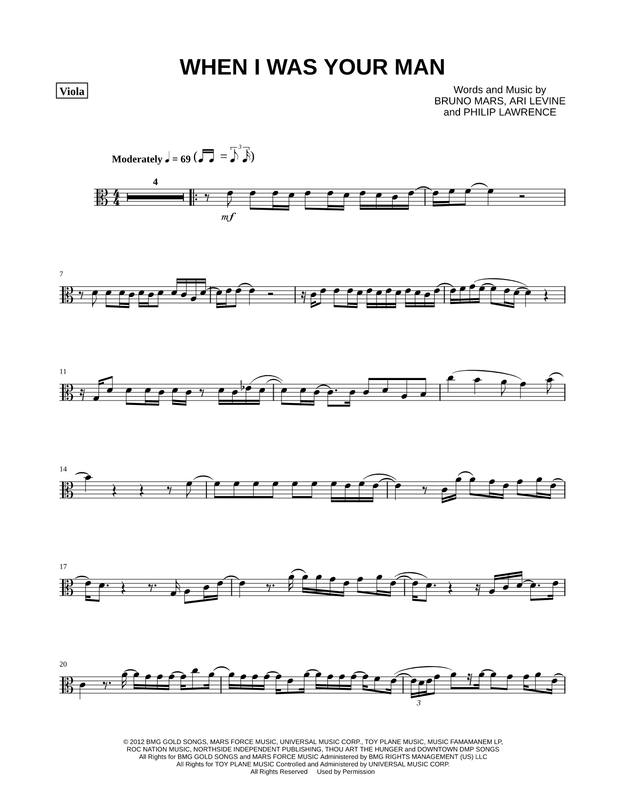 When I Was Your Man - Viola