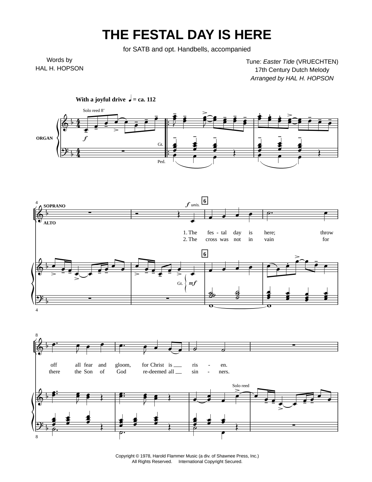 The Festal Day Is Here - SATB & Organ