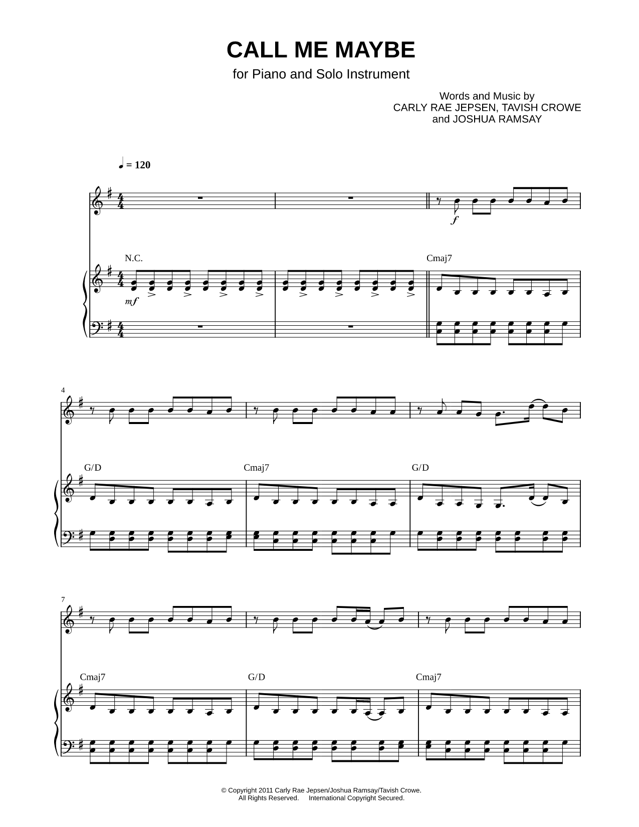 Call Me Maybe - Piano Accompaniment