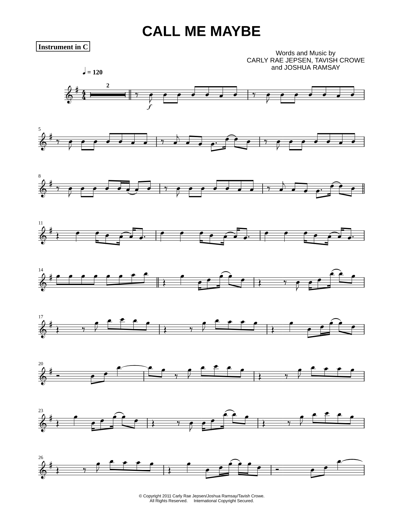 Call Me Maybe - C Instrument