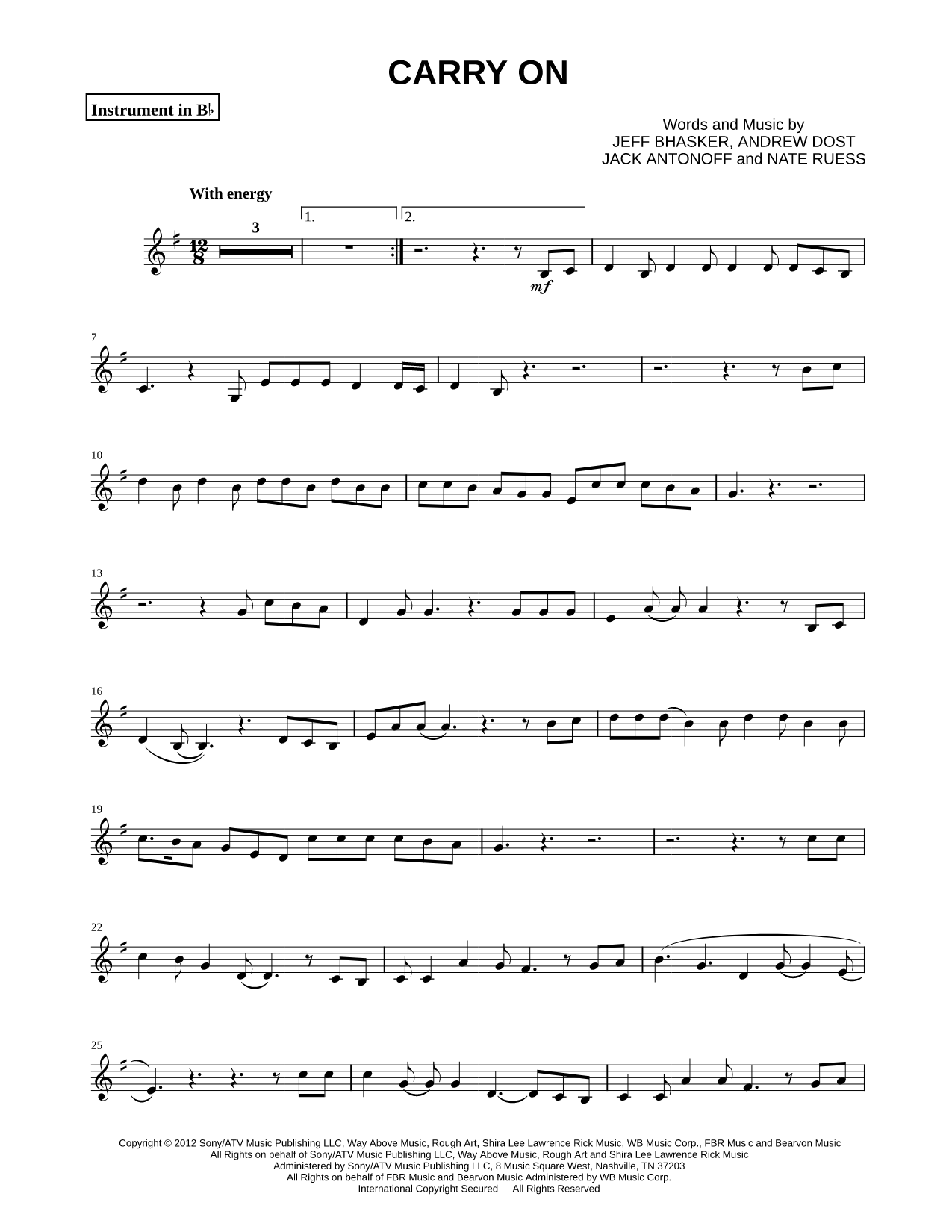 Carry On - Bb Instrument