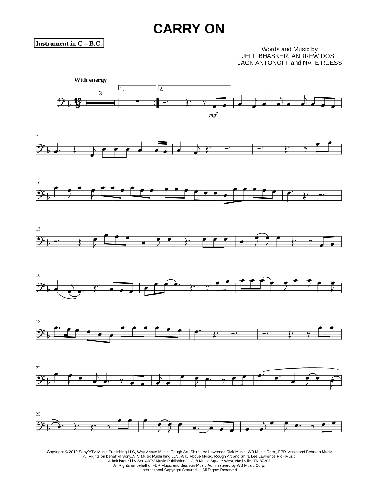 Carry On - Bass Clef Instrument
