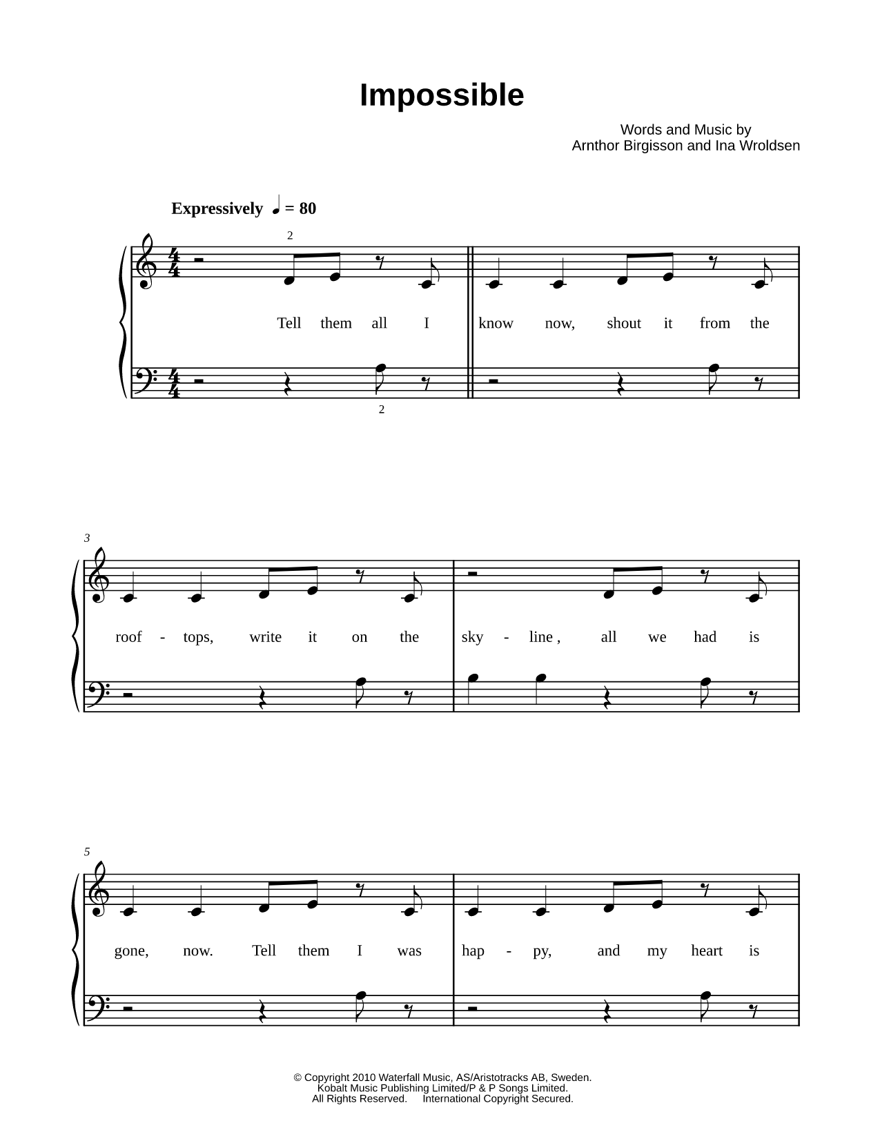 Impossible Sheet Music — Big Note, Easy Piano