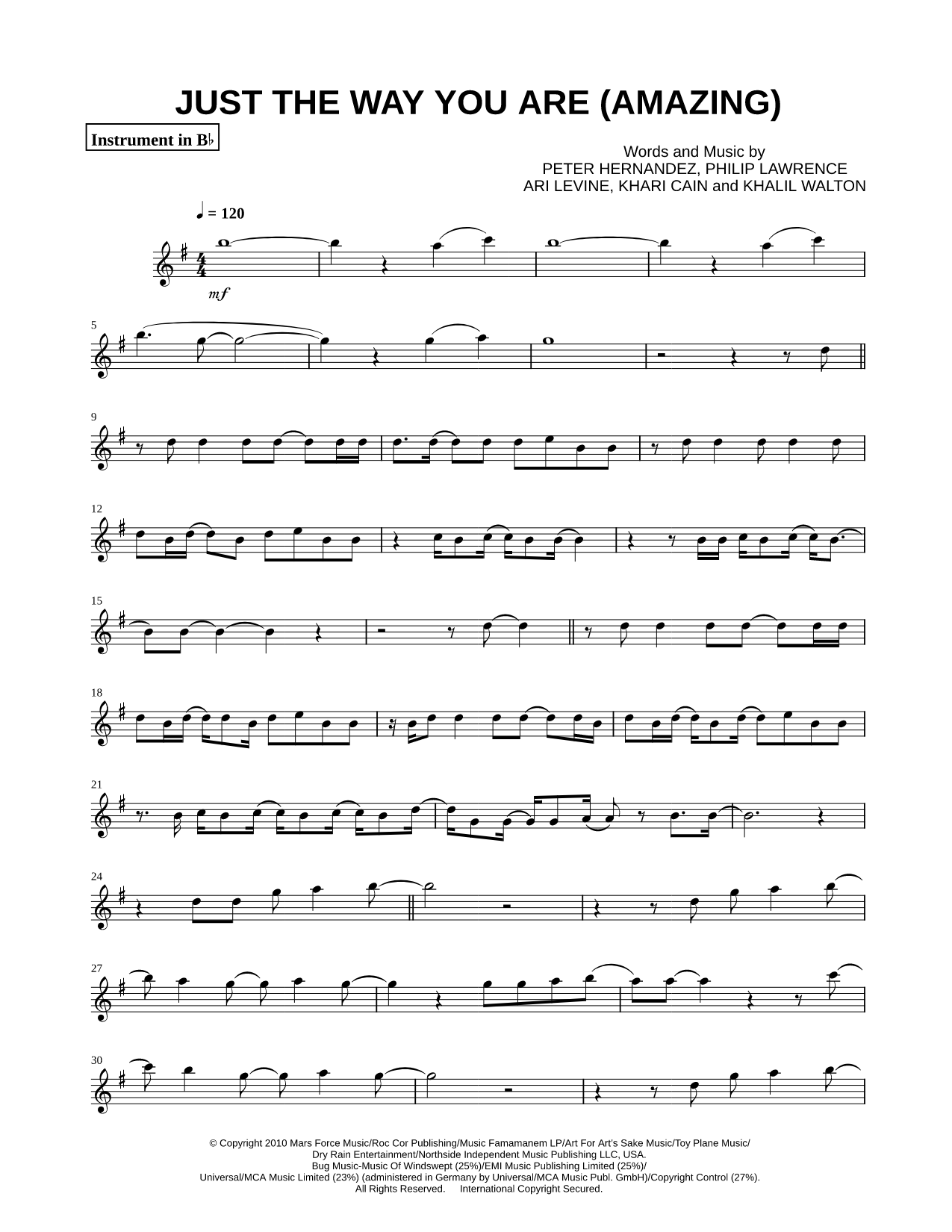 Just the Way You Are - Bb Instrument