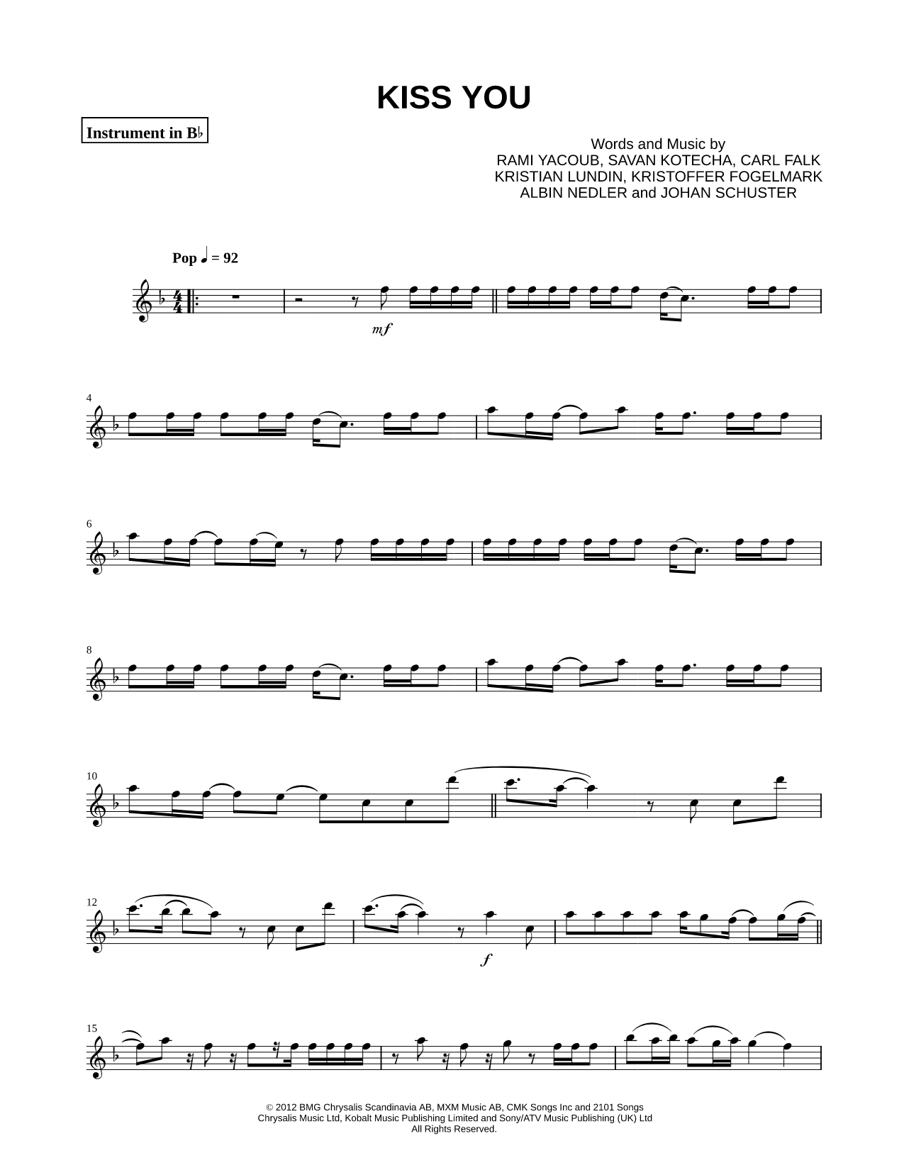Kiss You - Bb Instrument