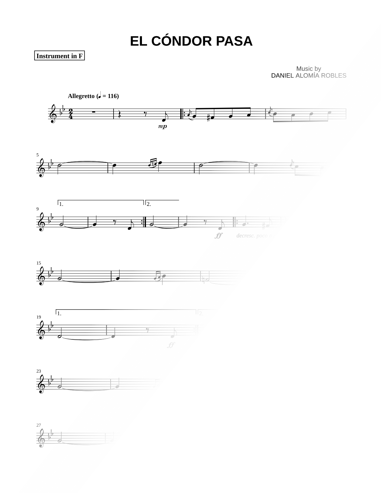 El Cóndor Pasa - F Instrument