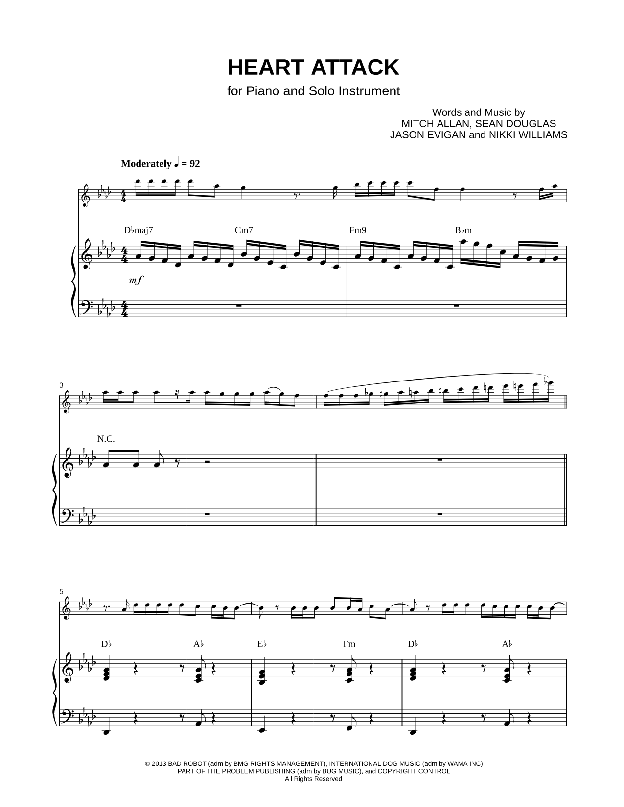 Heart Attack - Piano Accompaniment