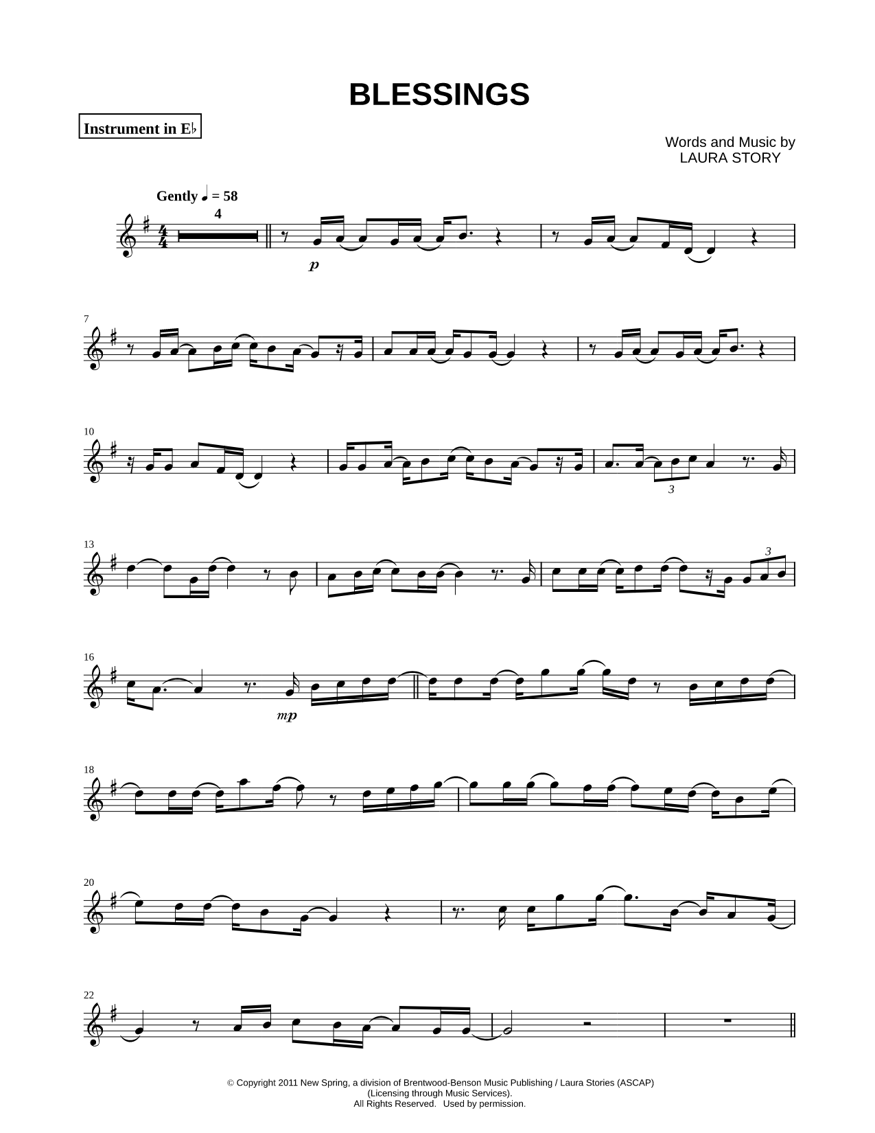 Blessings - Eb Instrument
