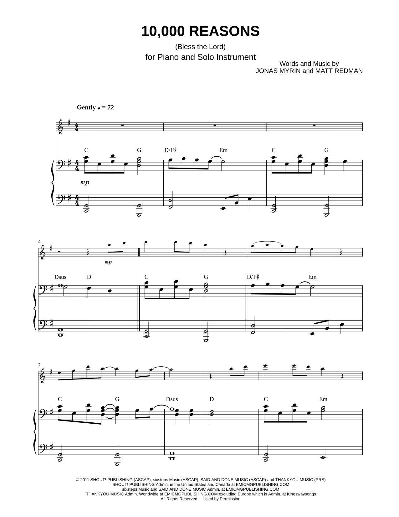 10,000 Reasons (Bless the Lord) - Piano Accompaniment