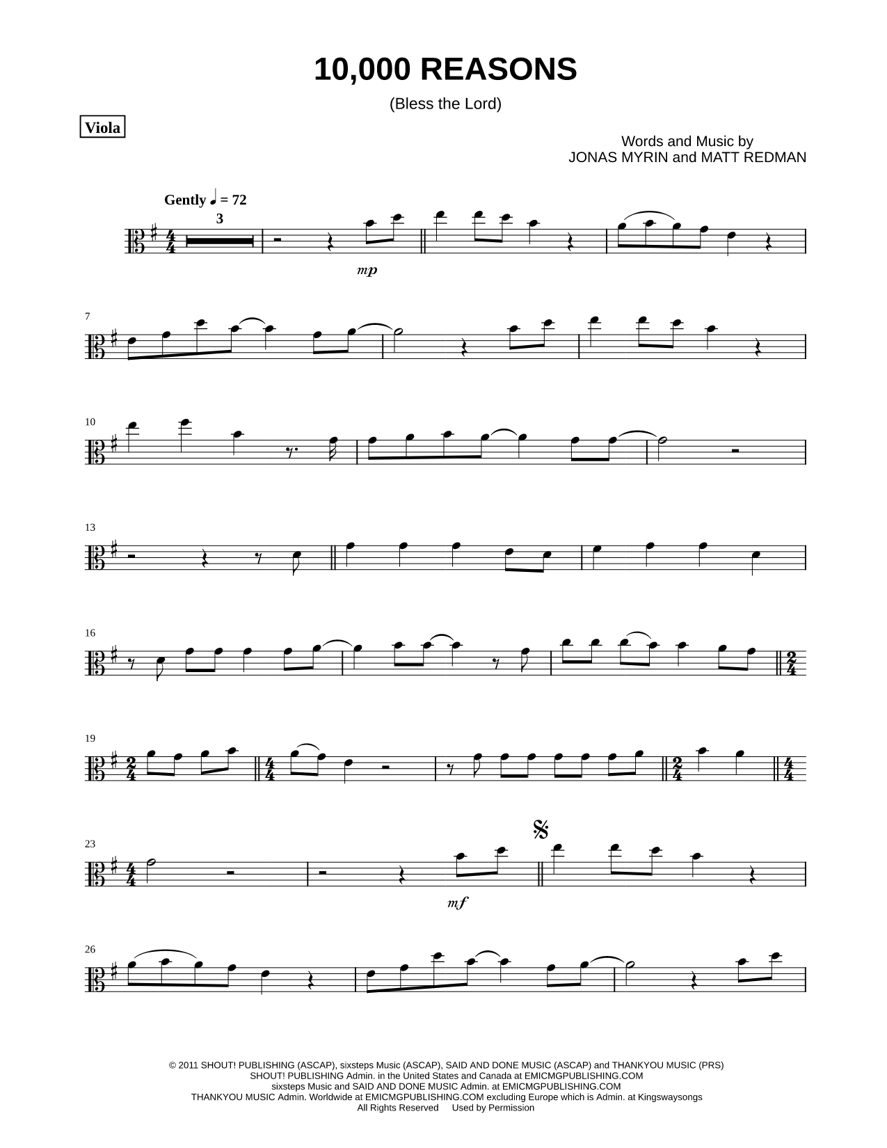 10,000 Reasons (Bless the Lord) - Viola