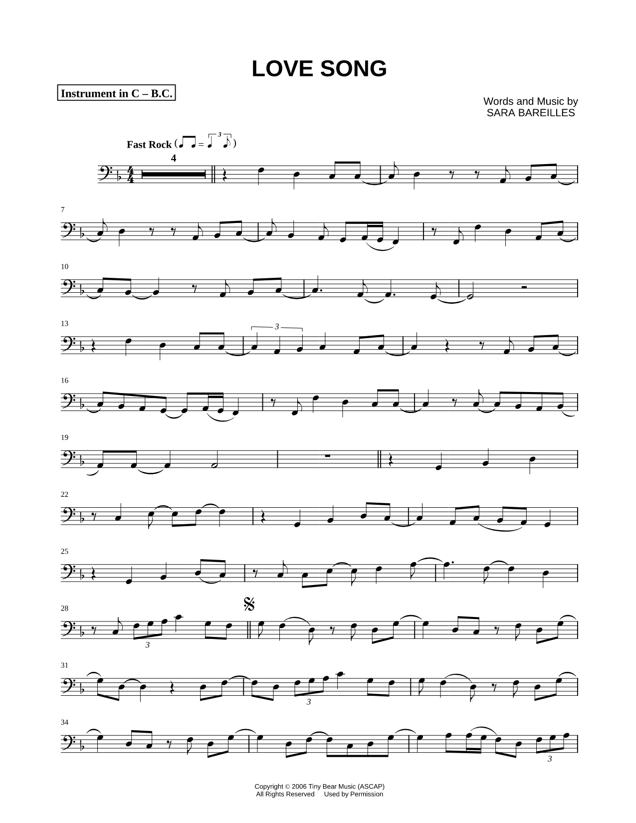 Love Song - Bass Clef Instrument