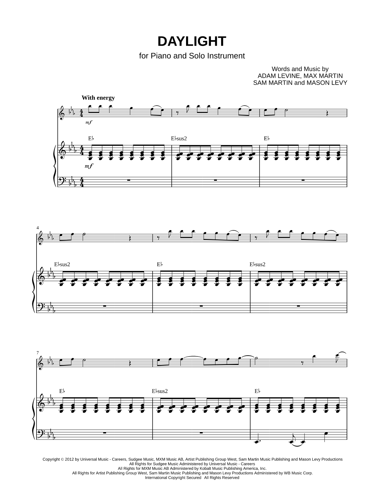 Daylight - Piano Accompaniment